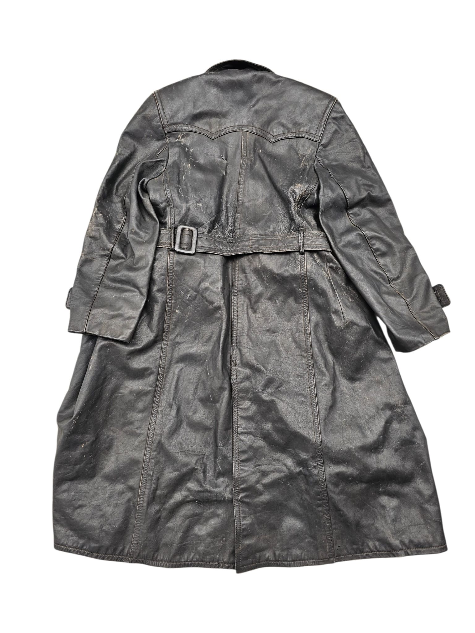 Original WWII German Civilian Black Leather Coat - Afbeelding 9