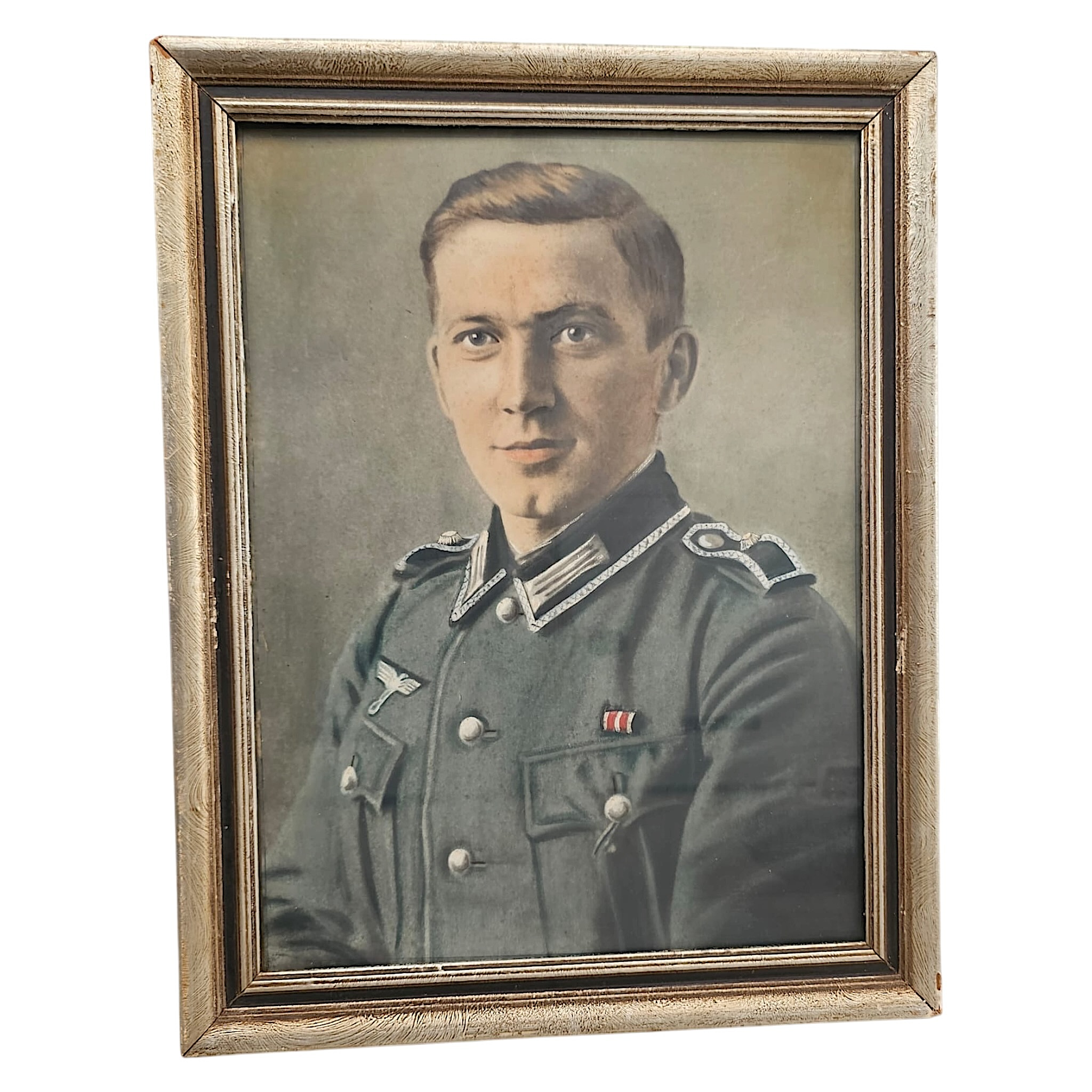 Original WWII German Wehrmacht Heer Soldier Portrait in Period Frame