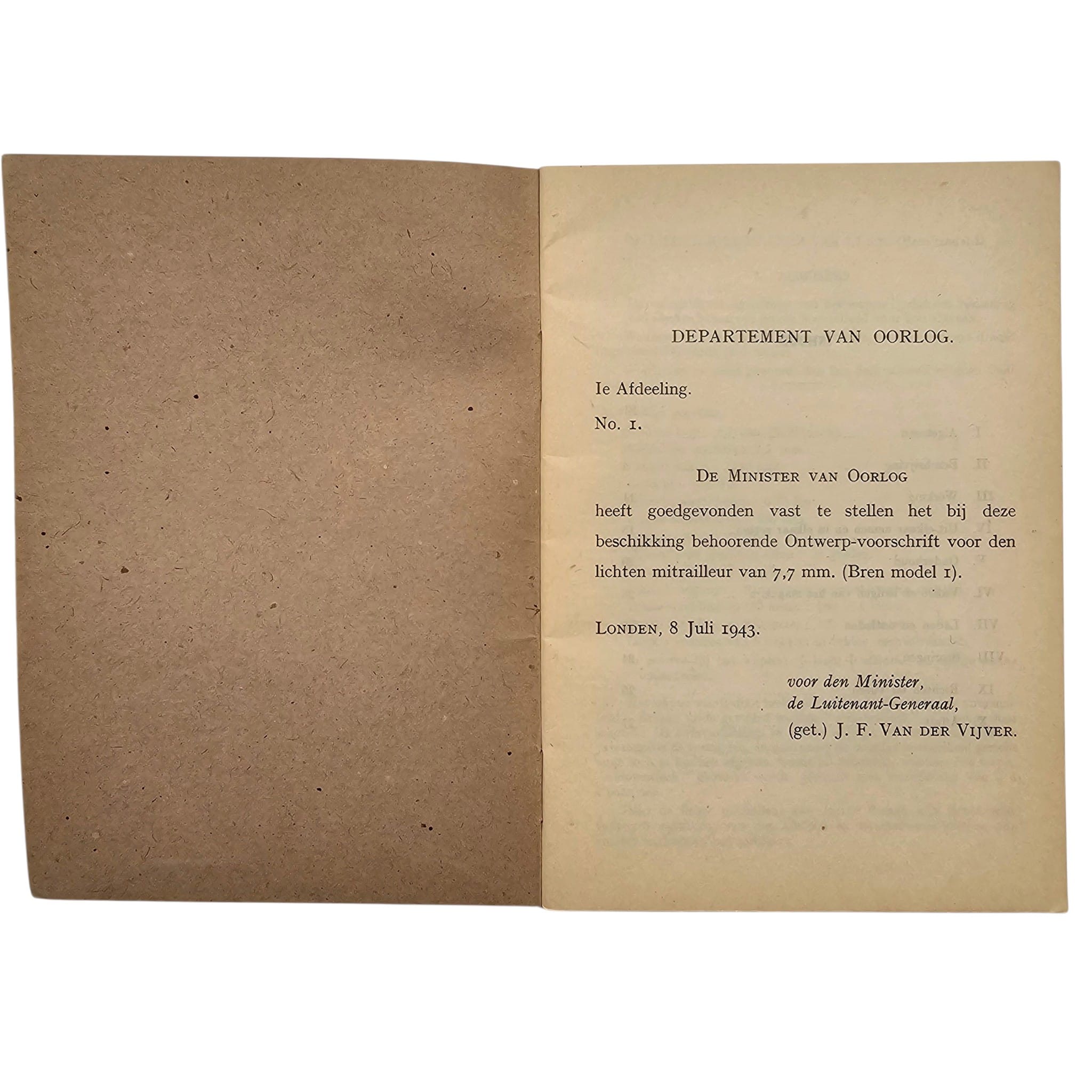 Original WWII Dutch Army Bren Model I 7.7mm Light Machine Gun Manual No. 802 – London 1943 - Afbeelding 2
