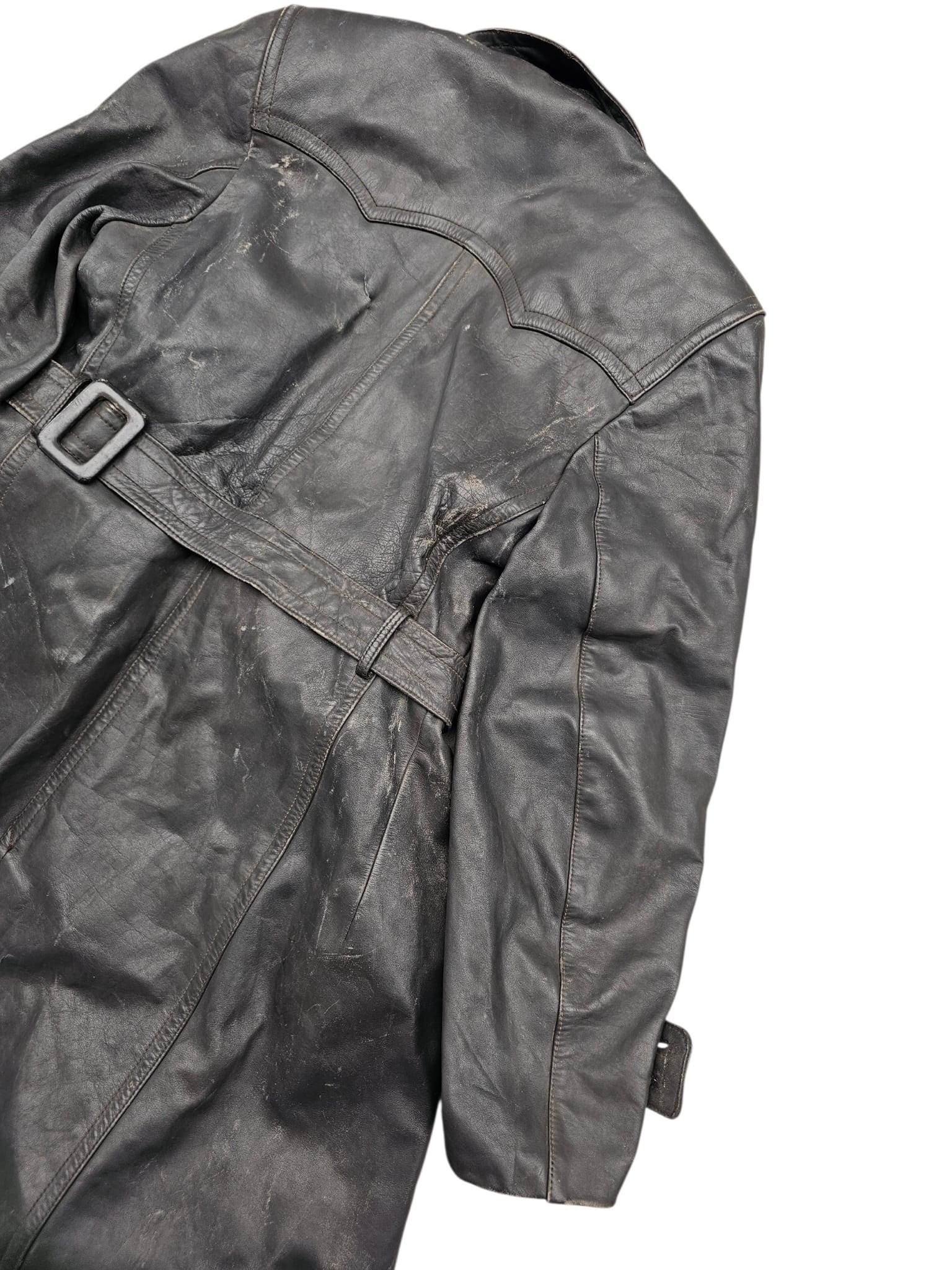 Original WWII German Civilian Black Leather Coat - Afbeelding 8