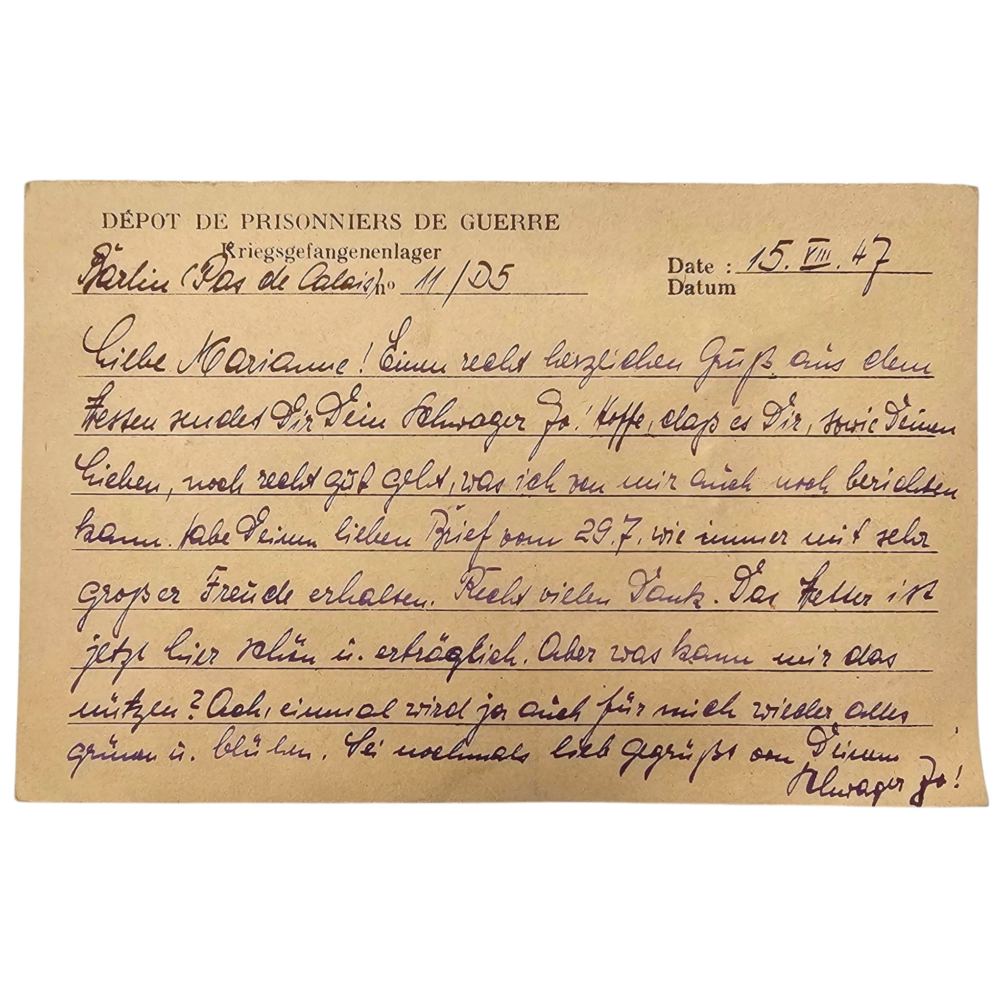 Original WWII German Kriegsmarine Blum Family Grouping – May 1945 ID Card & POW Documents - Afbeelding 12