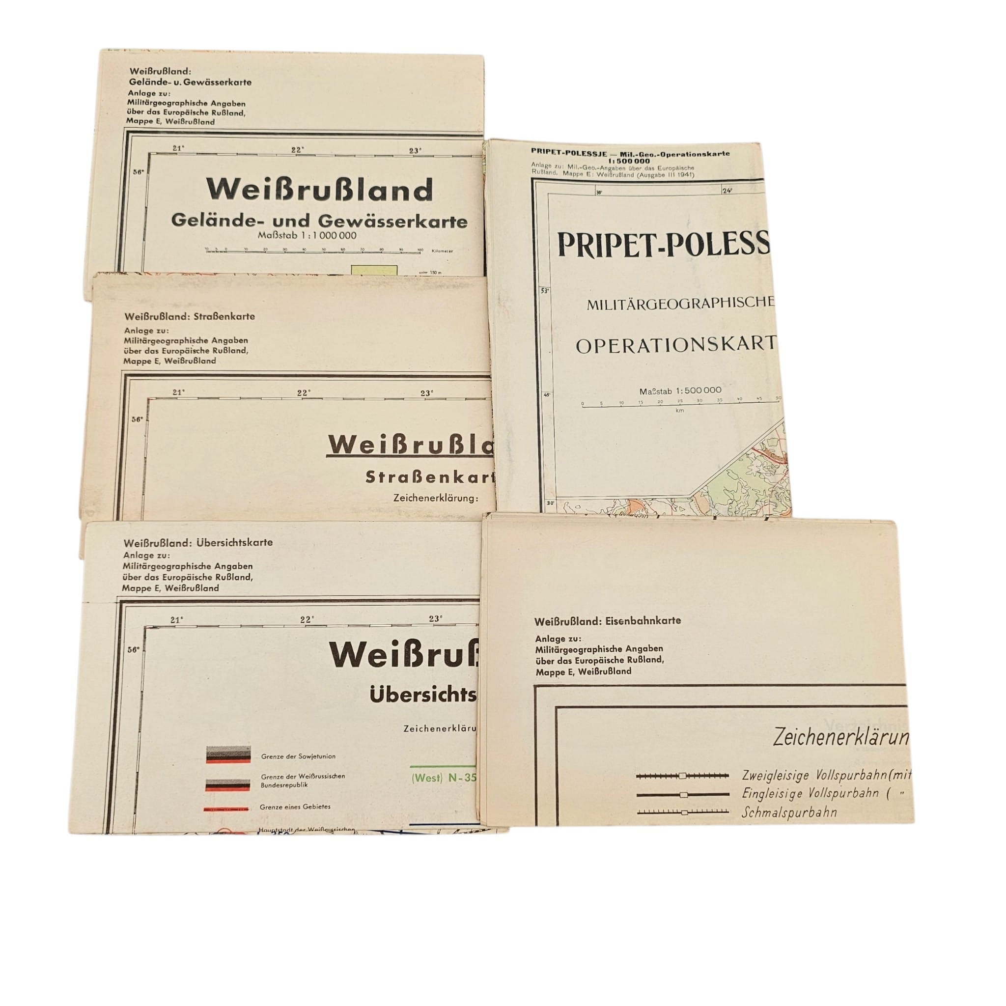 Original WWII German Wehrmacht Military Map Set Weißrußland 1941 – Operation Barbarossa - Afbeelding 15