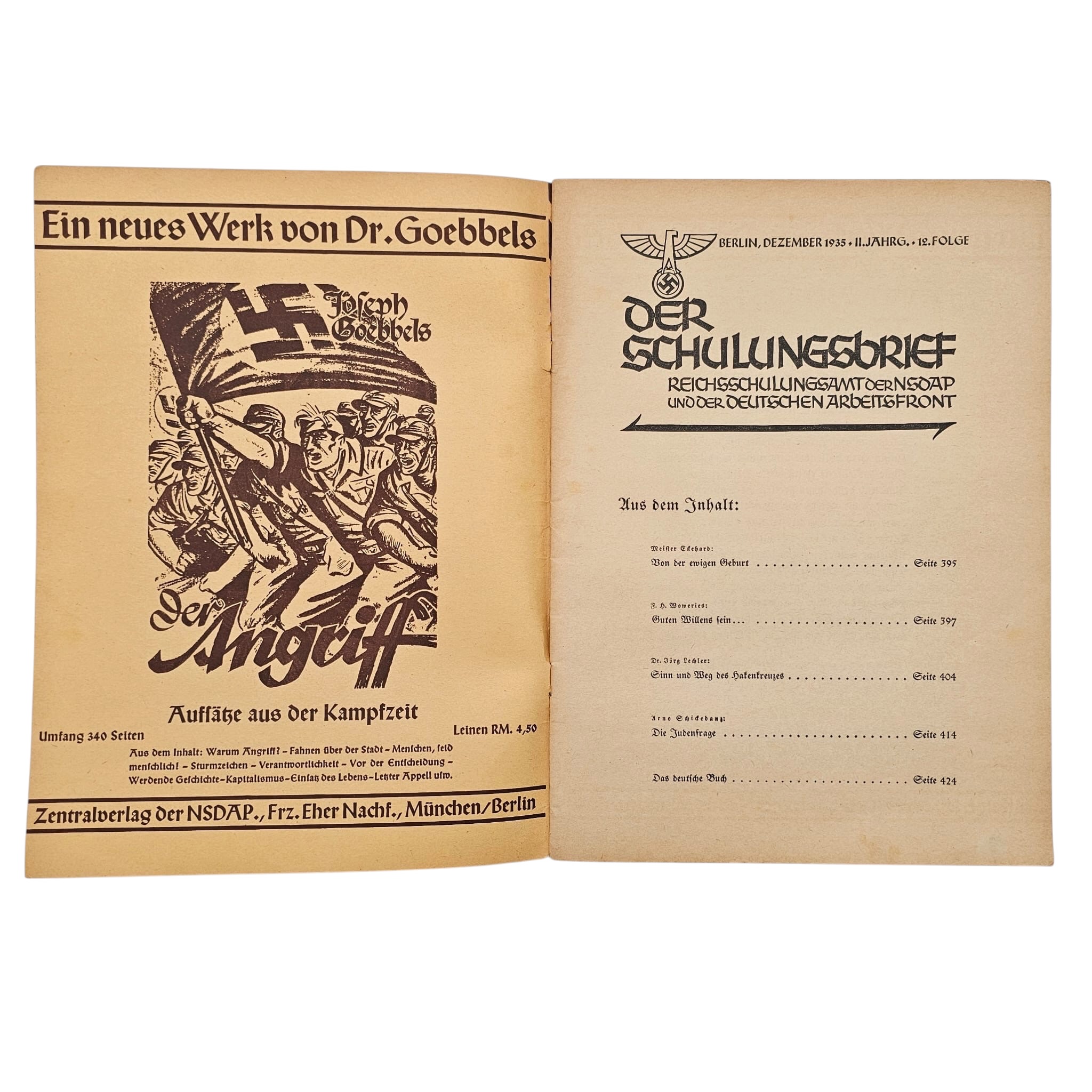Original 1935 German NSDAP Der Schulungsbrief Booklet - Afbeelding 2