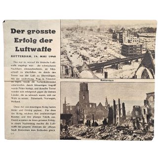 Origineel WWII geallieerd propagandastrooibiljet over Rotterdam en de RAF-bombardementen op Essen