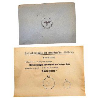 Origineel Duits stembiljet Volksabstimmung 1938 met stemzettelomslag