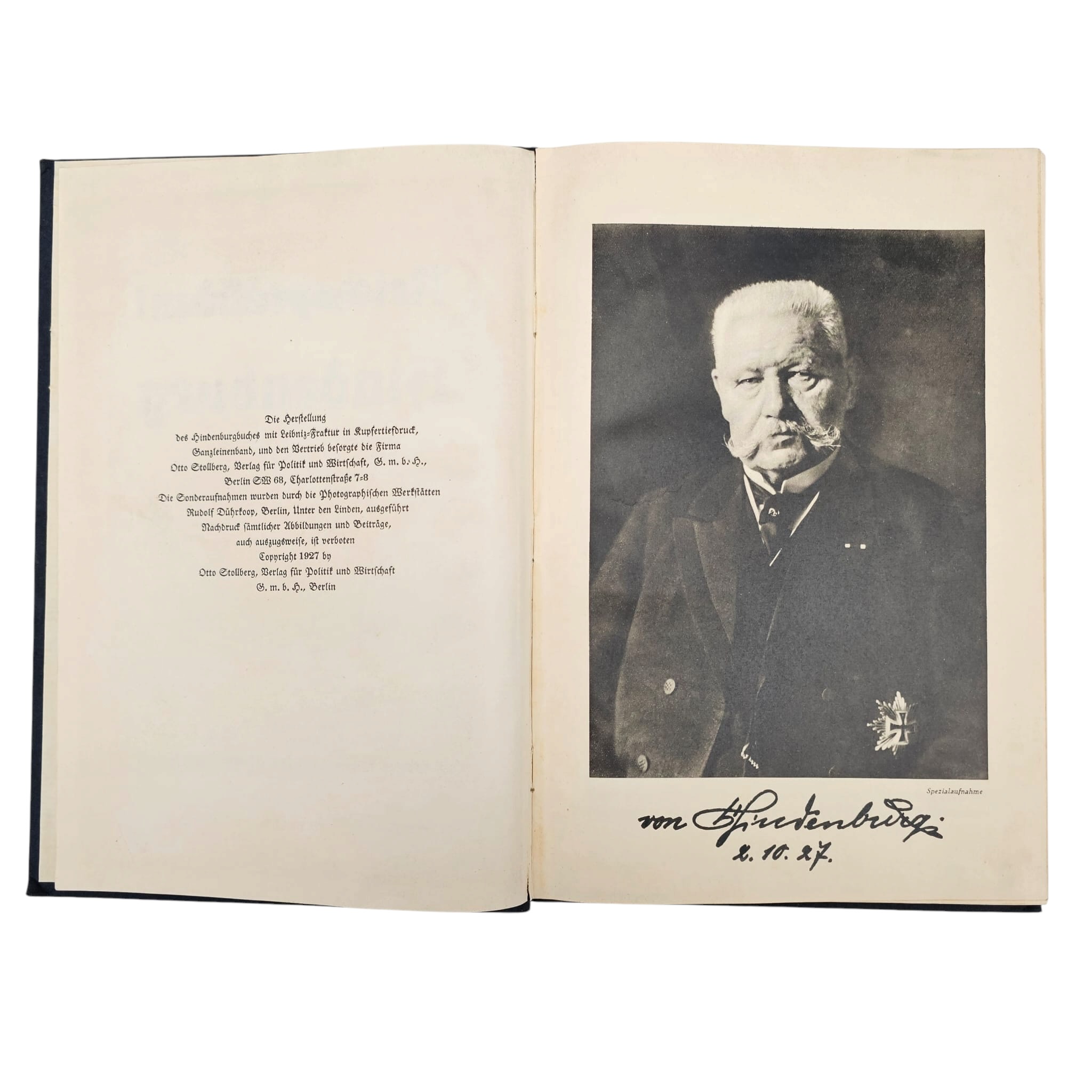 Original German book 'Reichspräsident Hindenburg' published by the Hindenburg Foundation and printed in 1927 by Otto Stollberg Publishers in Berlin - Afbeelding 3
