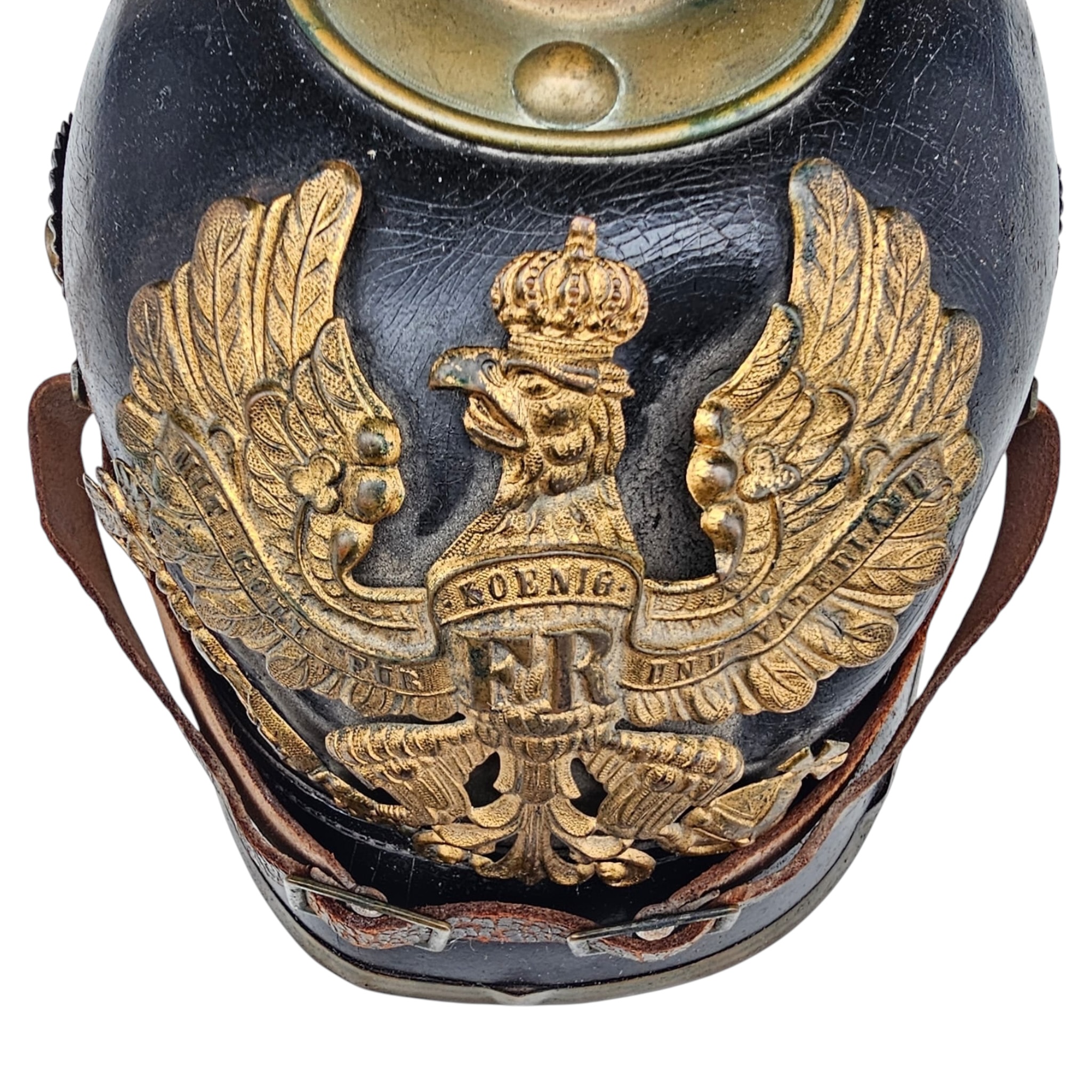 Original Pre-WW1 Imperial German Prussian M1895 Infantry Pickelhaube Helmet – Regimentally Marked J.R. 79 – Dated 1900 - Afbeelding 3