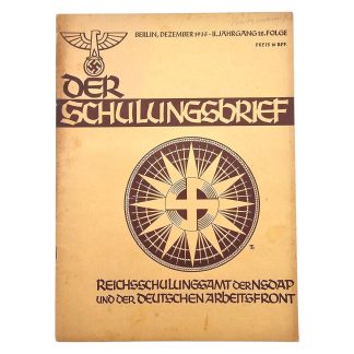 Voorzijde van origineel Duits scholingsblad 'Der Schulungsbrief', Berlijn, december 1935