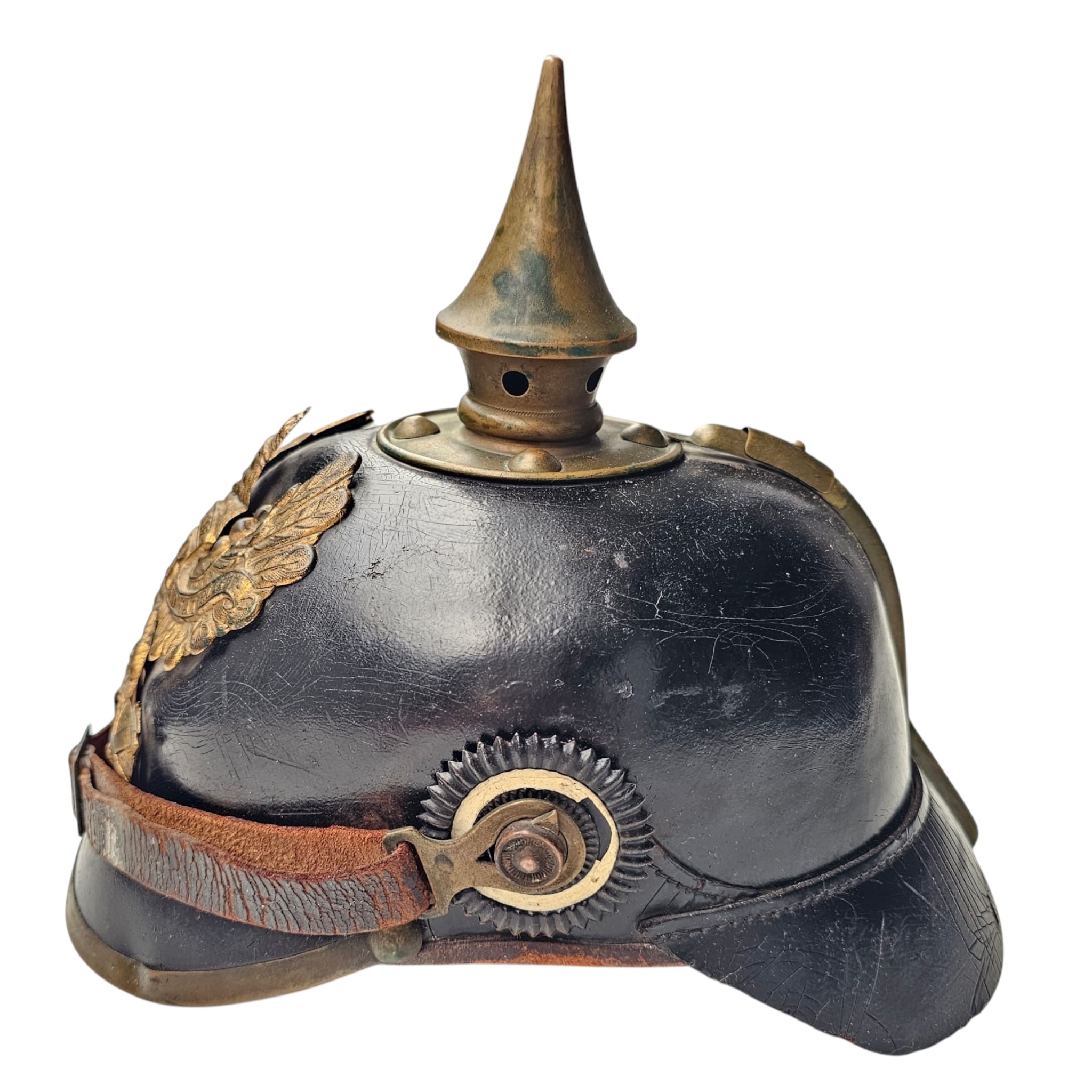 Original Pre-WW1 Imperial German Prussian M1895 Infantry Pickelhaube Helmet – Regimentally Marked J.R. 79 – Dated 1900 - Afbeelding 6