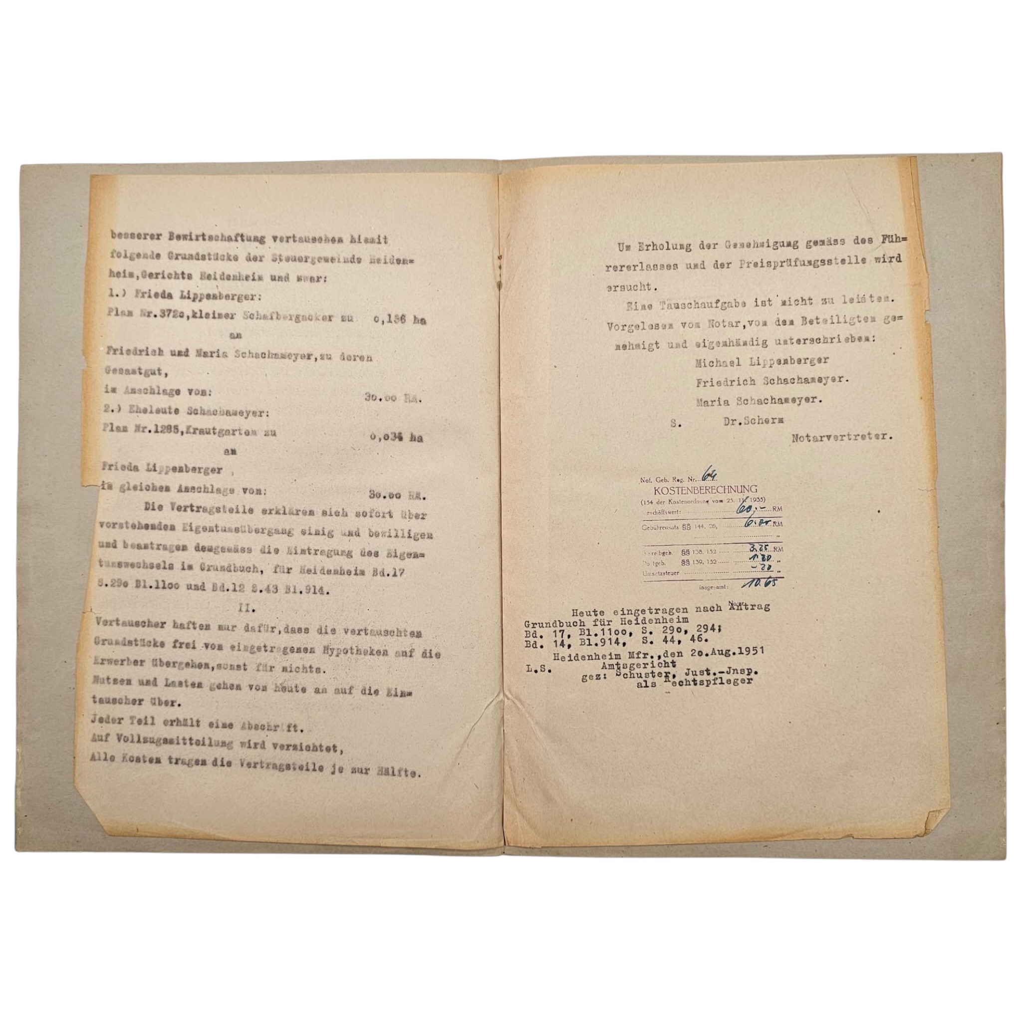 Original 1944 German Notarial Documents, Heidenheim Set - Afbeelding 6
