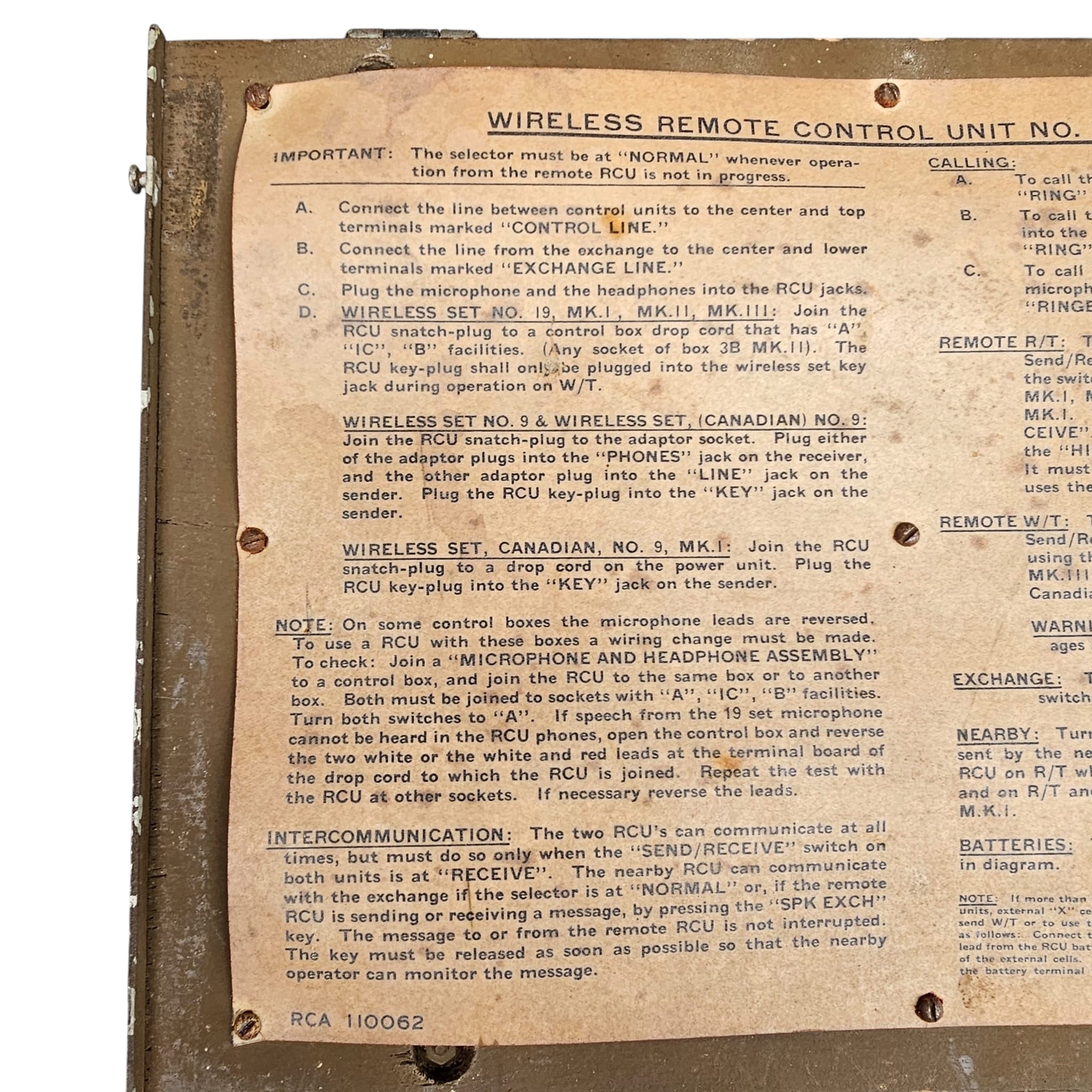 Original WWII Wireless Remote Control Unit No. 1 (Canadian) from World War II, manufactured by the RCA Victor Company Limited in 1944 - Afbeelding 5