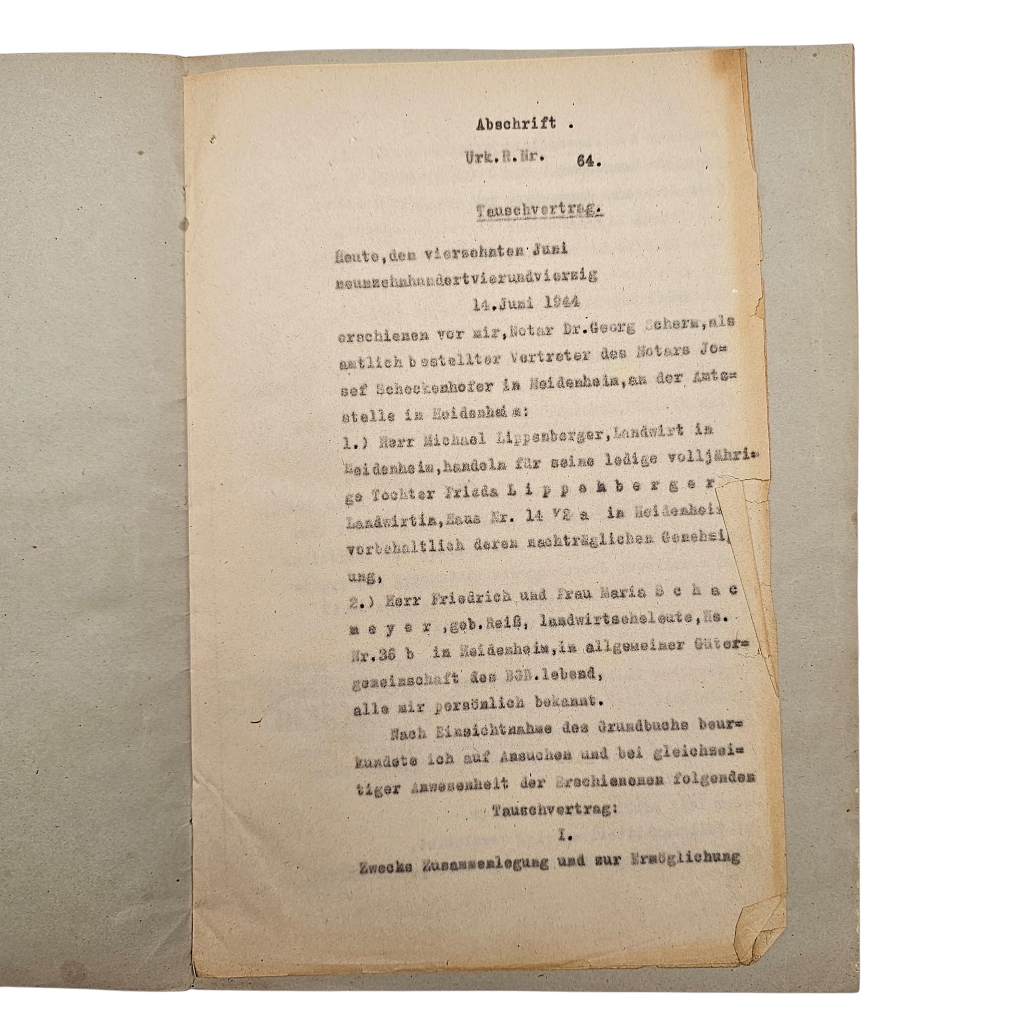 Original 1944 German Notarial Documents, Heidenheim Set - Afbeelding 7