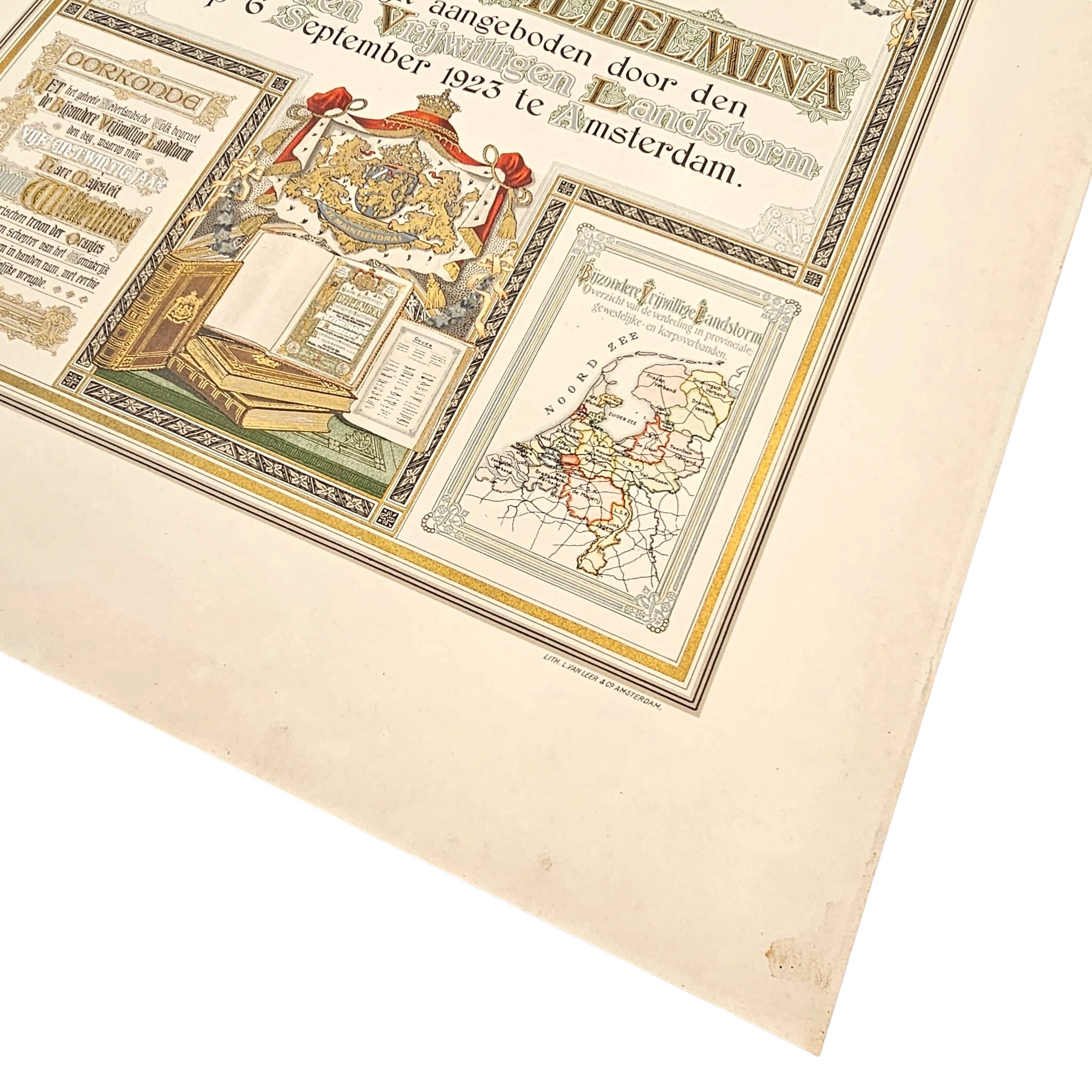 Original 1923 Dutch Huldeblijk Queen Wilhelmina Bijzondere Vrijwillige Landstorm citation - Afbeelding 6