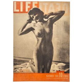Origineel WWII Duits propagandablad 'DEATH', parodie op LIFE met doodskop en helm