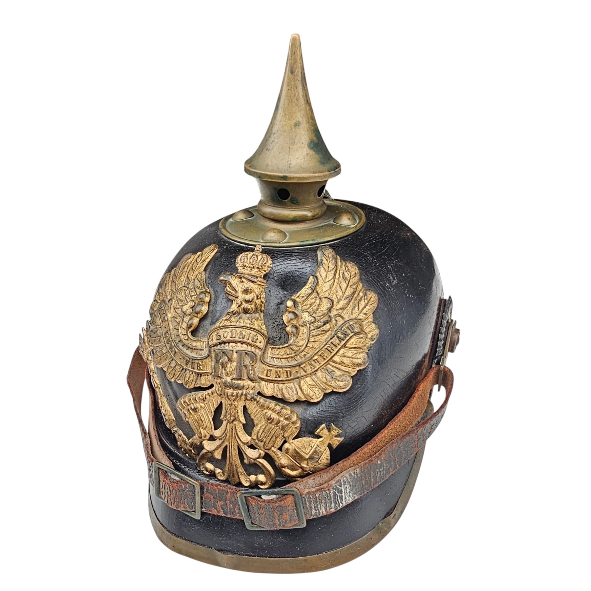 Original Pre-WW1 Imperial German Prussian M1895 Infantry Pickelhaube Helmet – Regimentally Marked J.R. 79 – Dated 1900 - Afbeelding 2