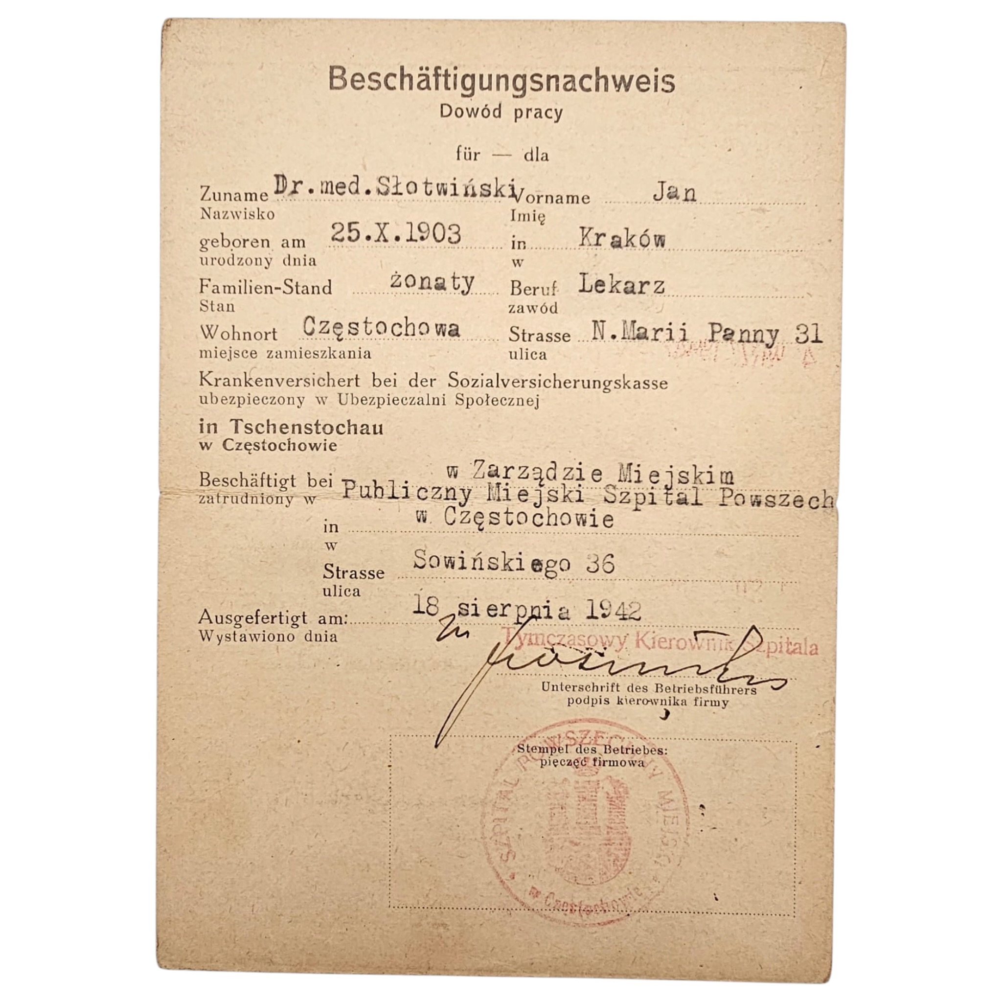 Original WWII German Ausweis Set - Occupied Poland 1941-44 - Afbeelding 6