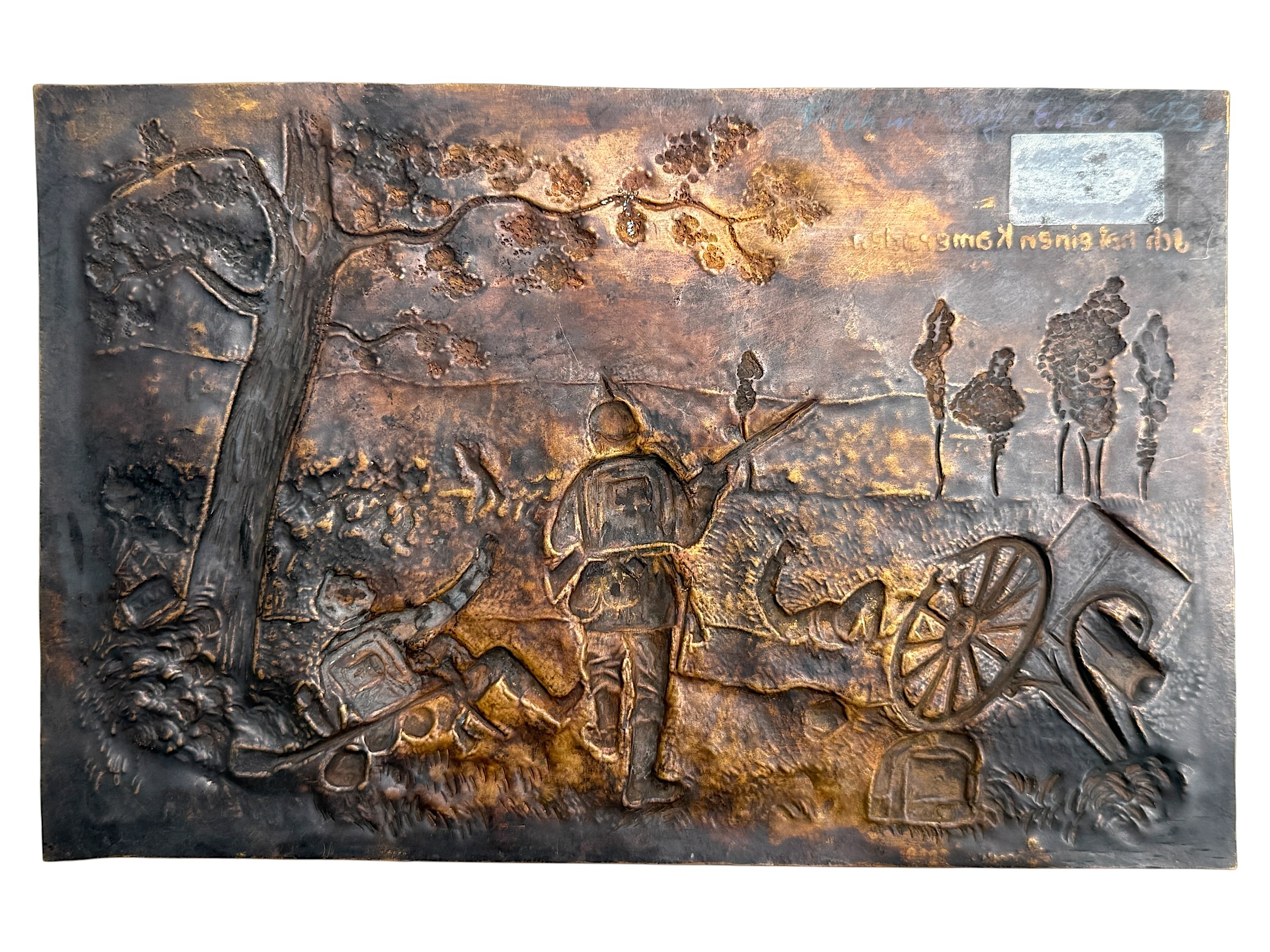 Original WW1 German Trench Art Plaque 'Ich hat einen Kameraden' – 1916 - Afbeelding 5