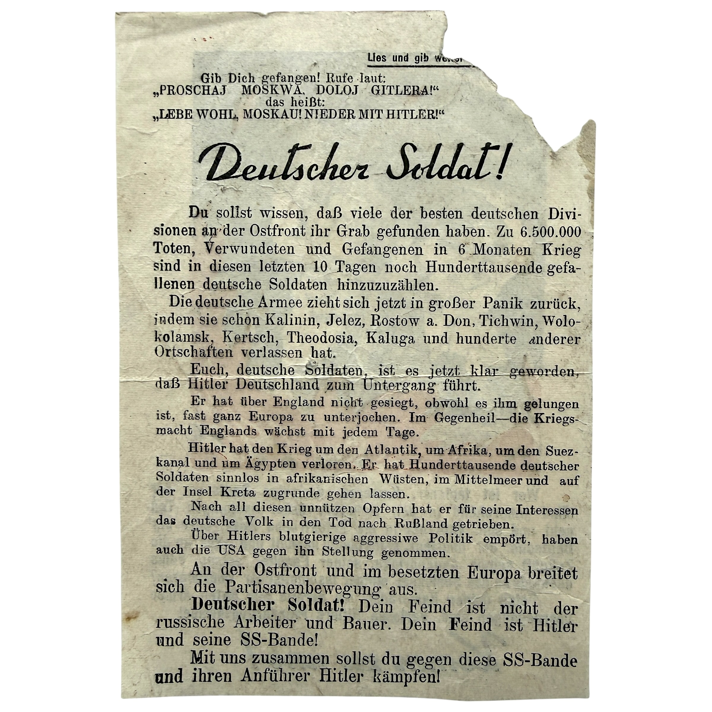 Original WWII Soviet Russian propaganda leaflet - Afbeelding 2