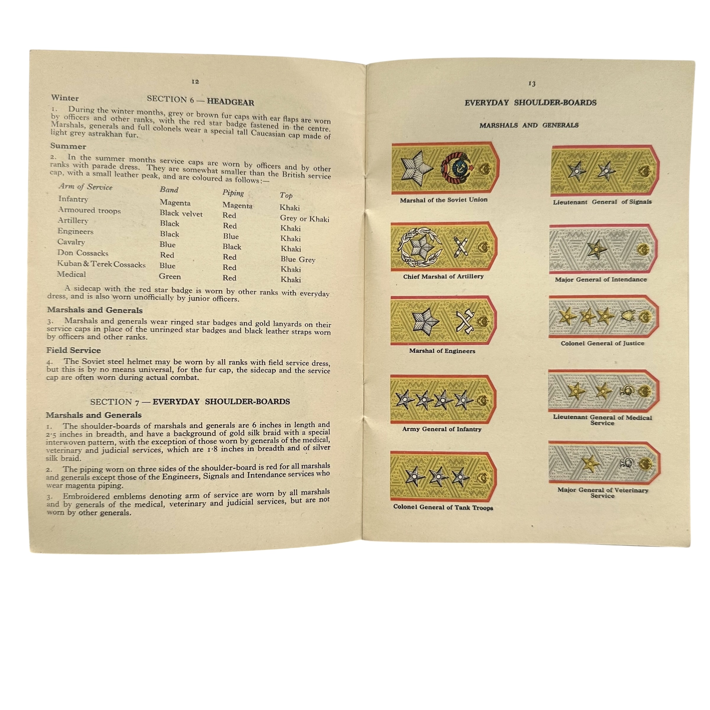 Original 1950 British War Office Restricted Booklet – The Soviet Army Uniforms and Insignia - Afbeelding 9