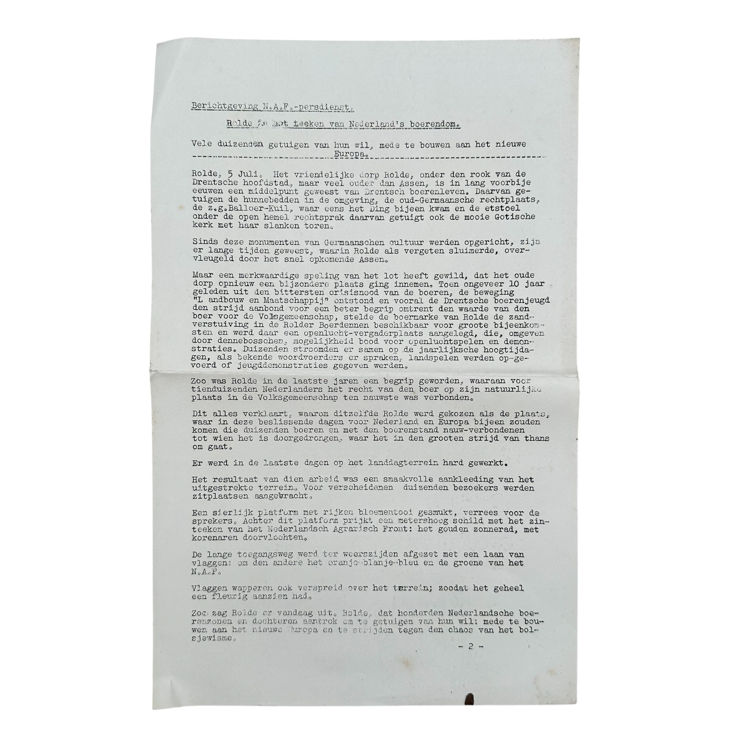 Original WWII Dutch Collaboration Document Set – Nederlandsch Agrarisch Front & Agrarisch Persnieuws 1941 - Afbeelding 5