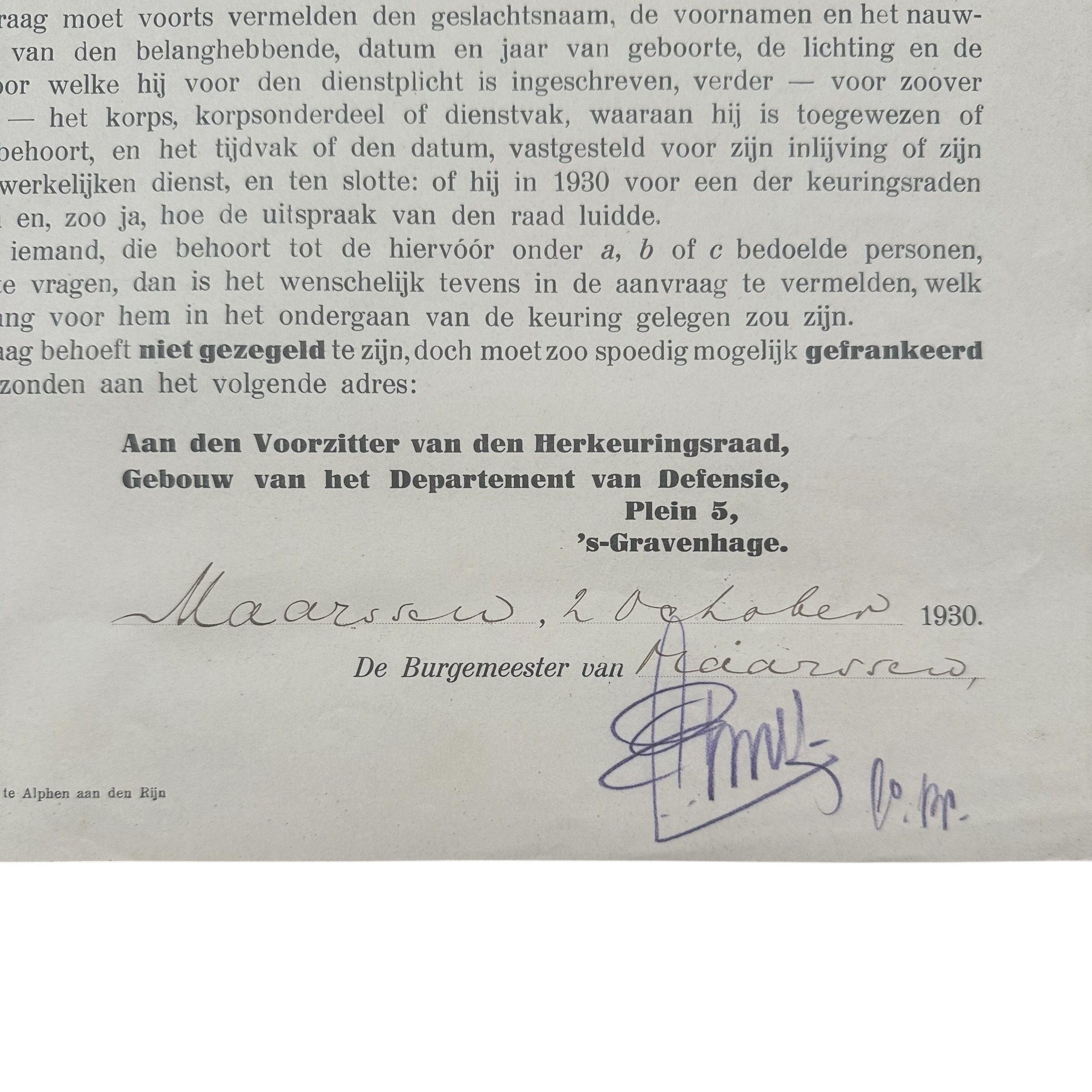 Original 1930s Dutch Army Conscription Medical Examination Poster – Maarssen