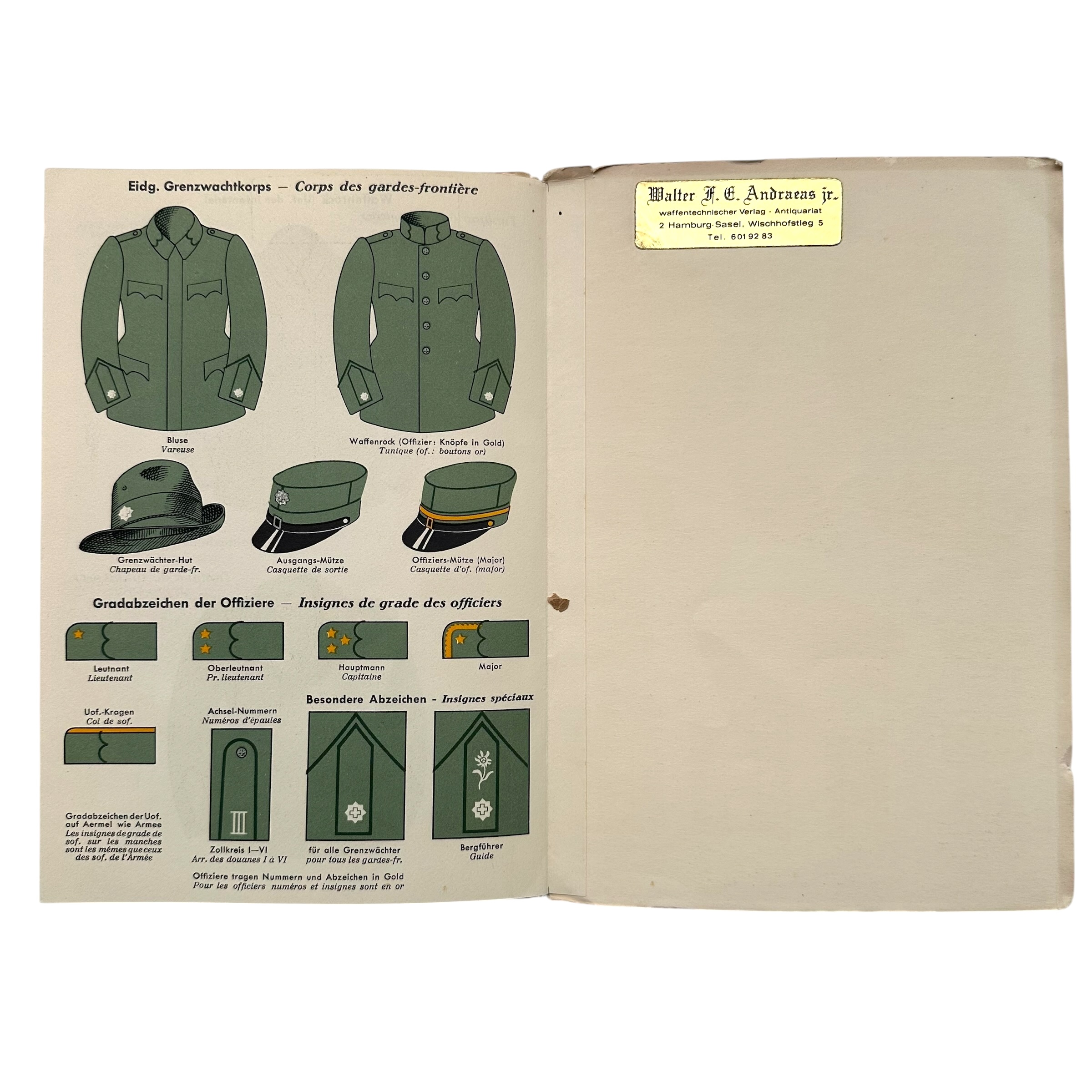 Rare Original WWII Swiss Army Uniform & Insignia Reference Brochure – Mars Verlag Bern – circa 1945 - Afbeelding 8