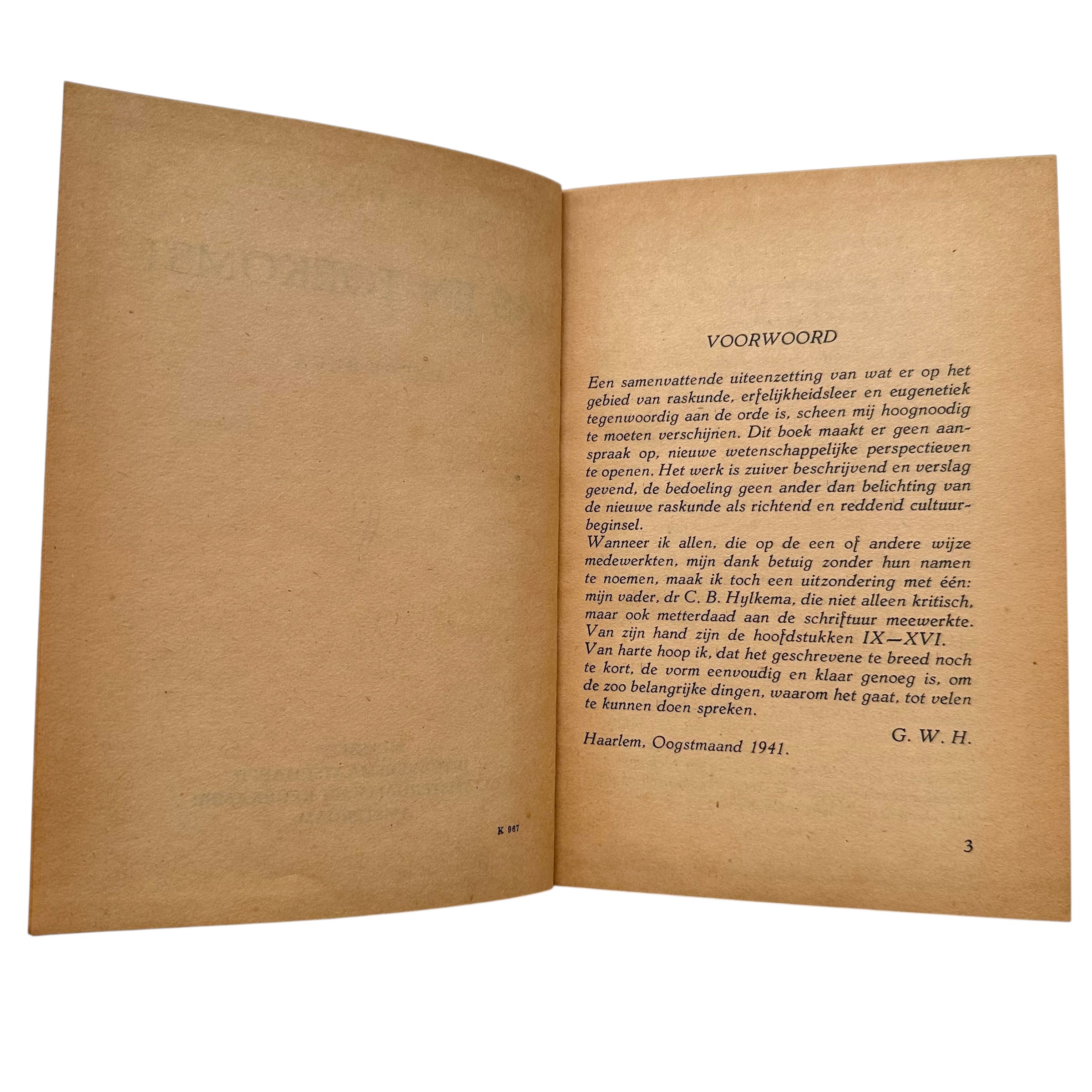 Original WWII Dutch Collaboration Racial Ideology Book 'Ras en Toekomst' Dr. G.W. Hylkema 1944 - Afbeelding 4