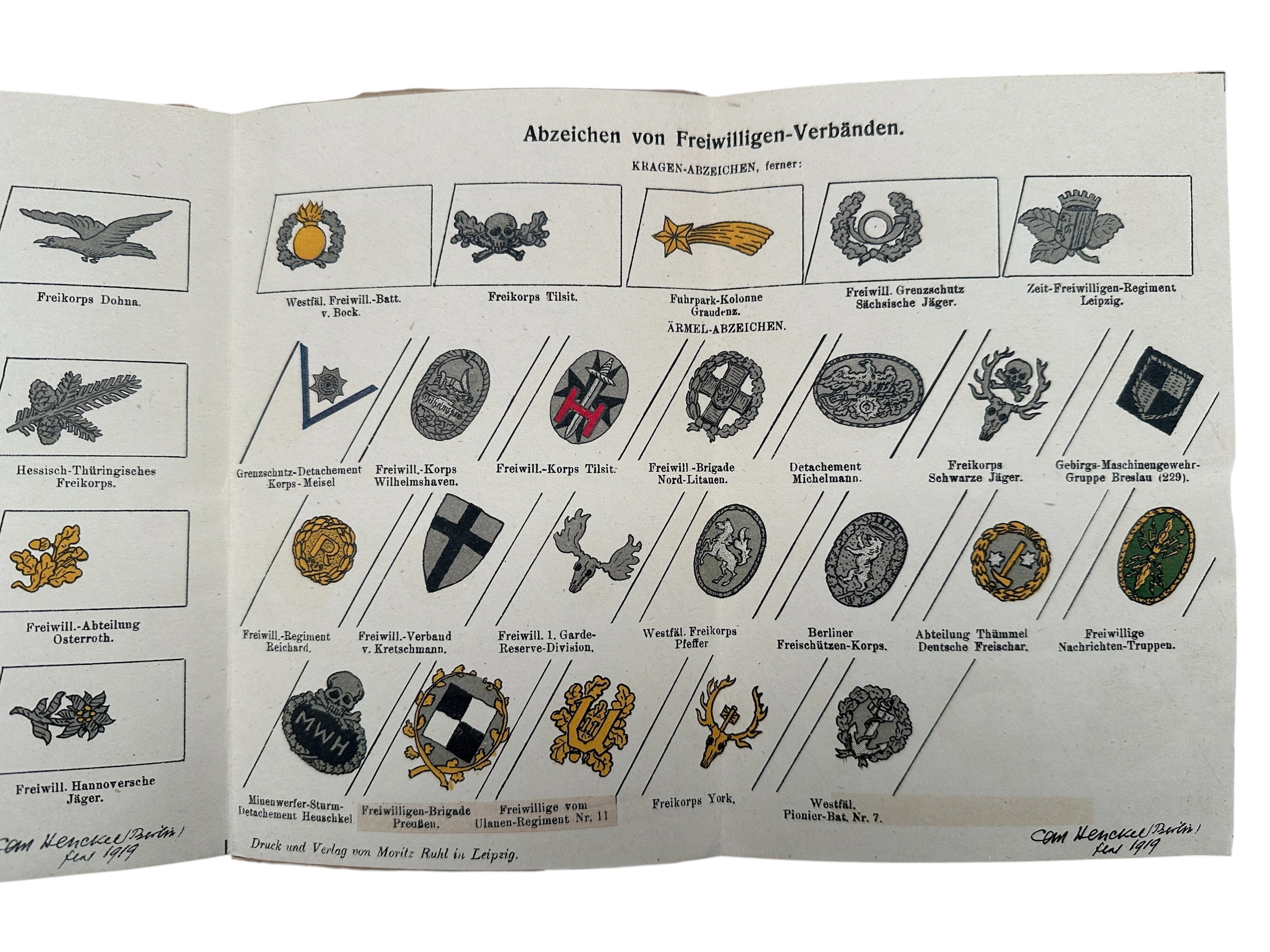 Original 1919 German Reichswehr & Freikorps Uniform and Insignia Reference Books by Moritz Ruhl - Steinhauer & Lück, Lüdenscheid