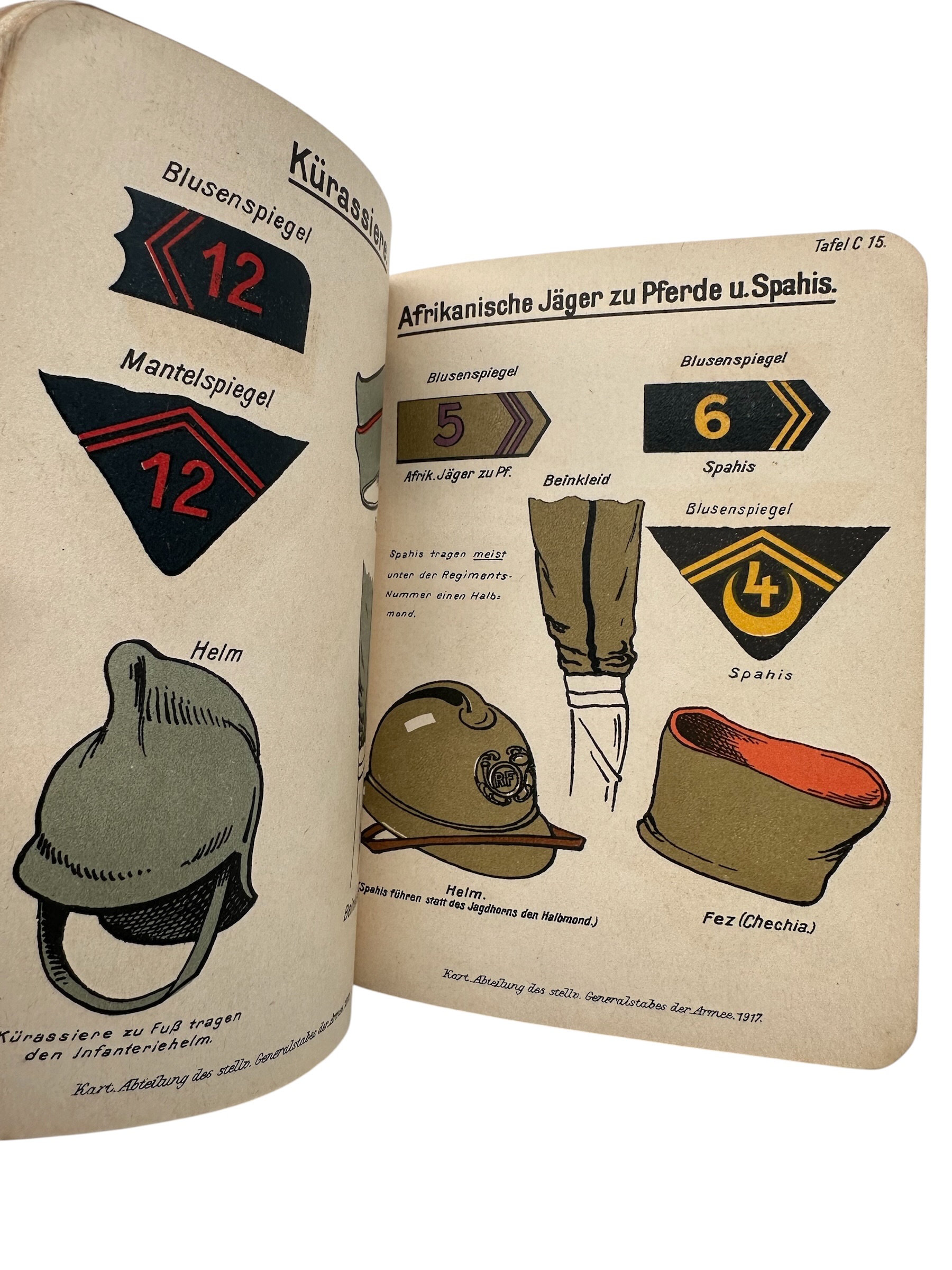 Original WW1 German General Staff Intelligence Handbook French Army Uniforms & Insignia 1917