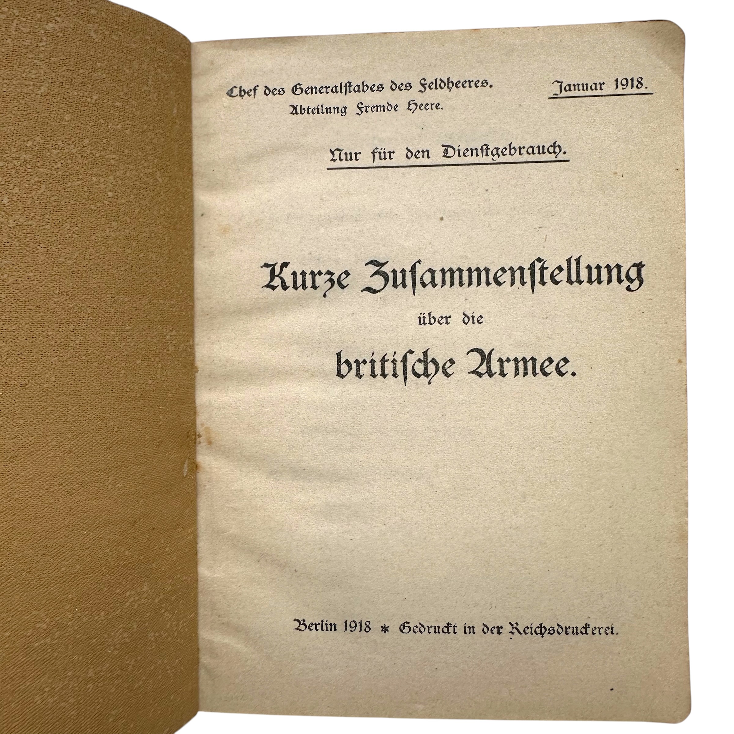 Original WW1 German Military Intelligence Book British Army 1918 – Nur für den Dienstgebrauch - Afbeelding 2