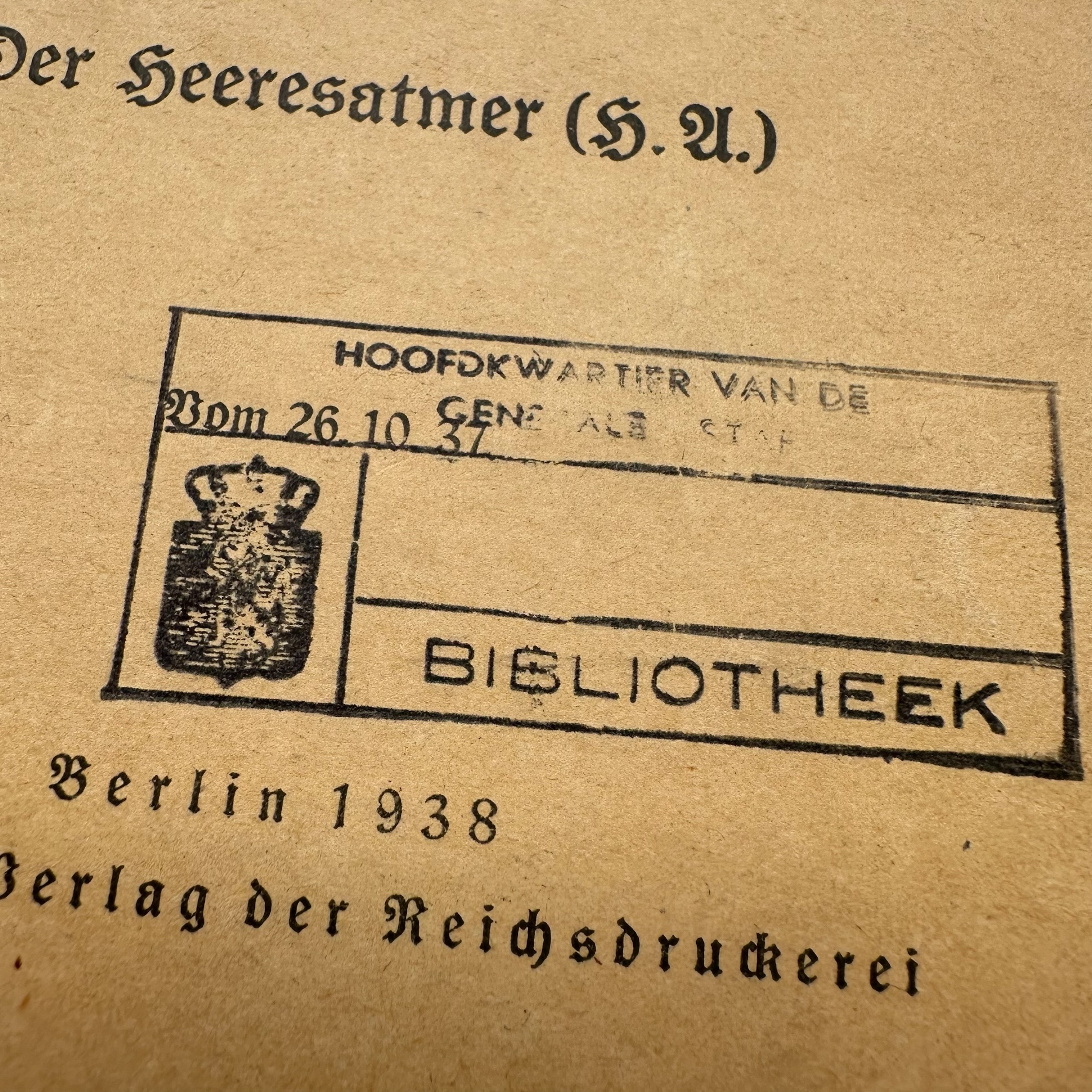 Original 1938 German Army H.Dv. 395/8 Heeresatmer Gas Defence Breathing Apparatus Manual – Dutch General Staff - Den Haag