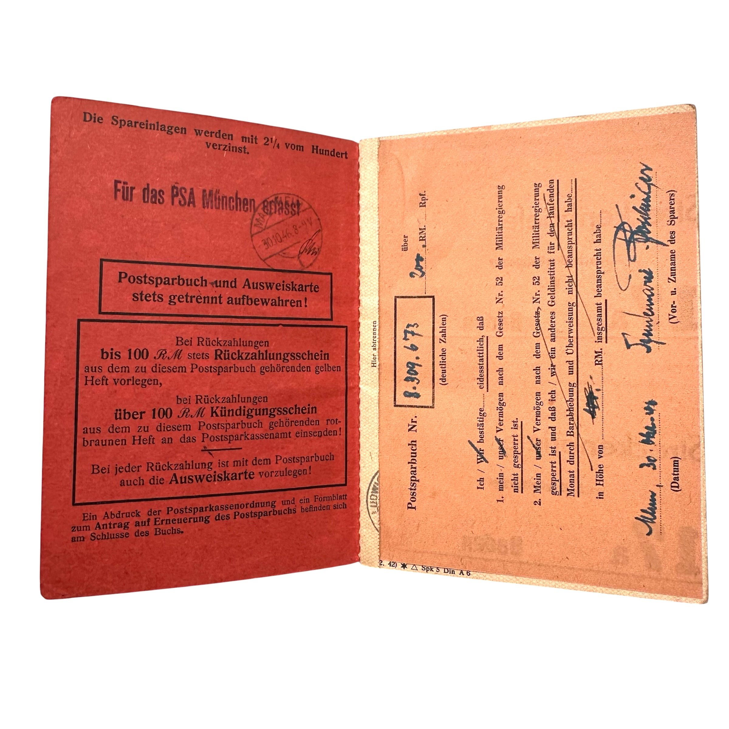 Original WWII German Reichspost Postsparbuch & Deutsche Arbeitsfront DAF Document Set - Afbeelding 4