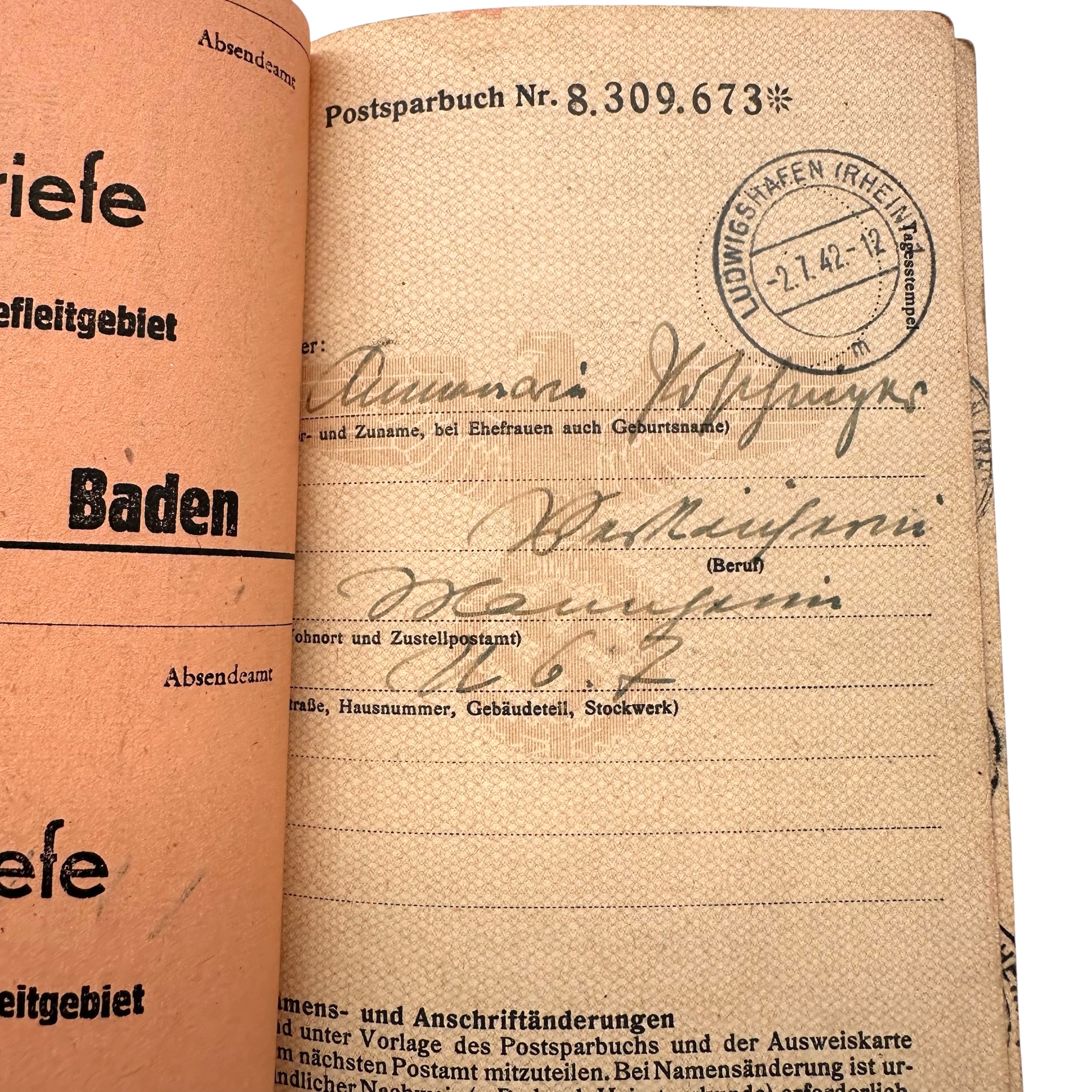Original WWII German Reichspost Postsparbuch & Deutsche Arbeitsfront DAF Document Set - Afbeelding 5