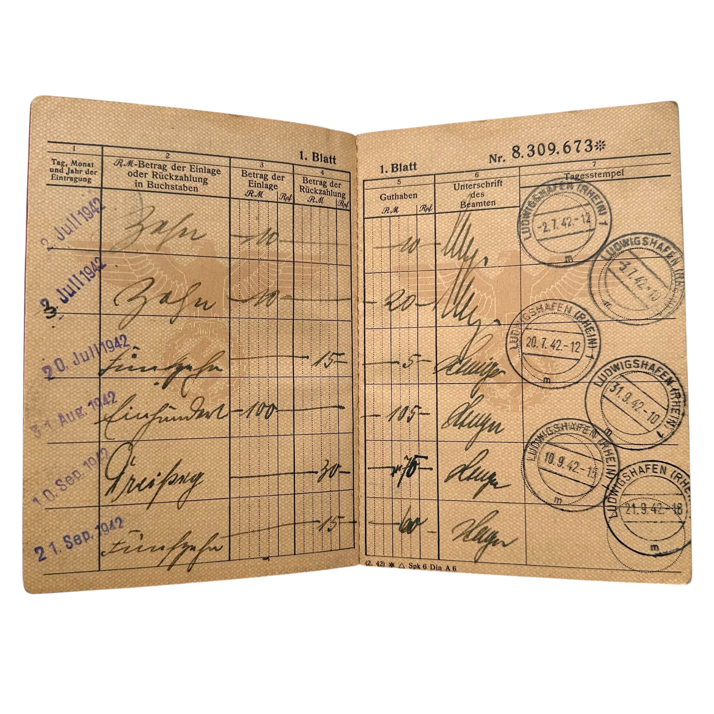 Original WWII German Reichspost Postsparbuch & Deutsche Arbeitsfront DAF Document Set - Afbeelding 6
