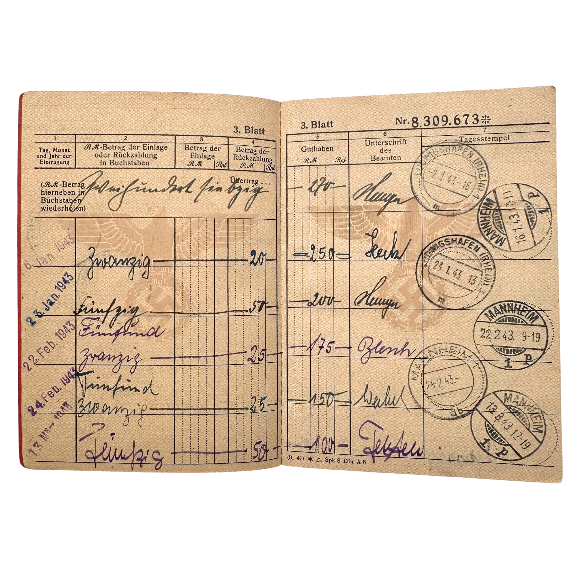 Original WWII German Reichspost Postsparbuch & Deutsche Arbeitsfront DAF Document Set - Afbeelding 7