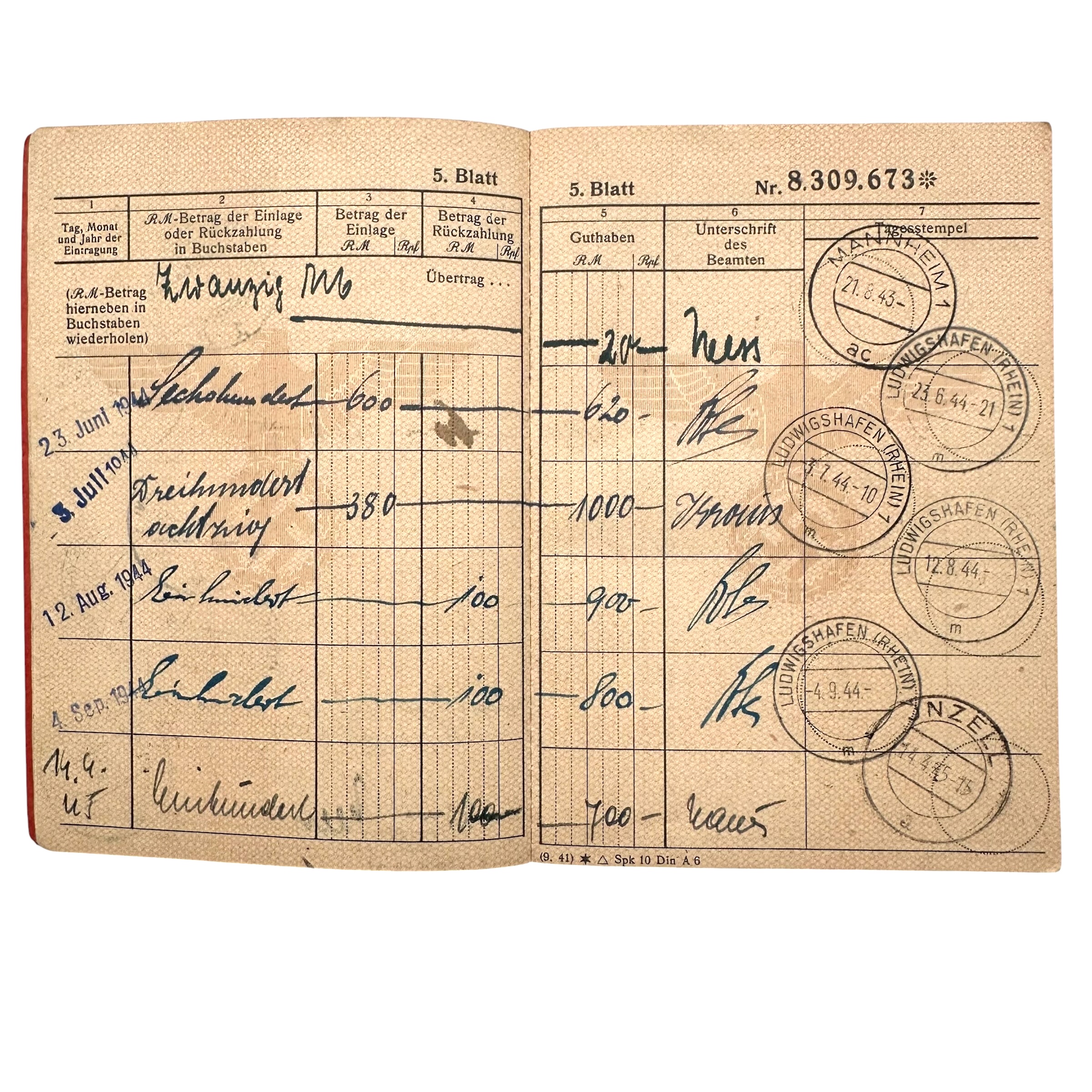 Original WWII German Reichspost Postsparbuch & Deutsche Arbeitsfront DAF Document Set - Afbeelding 8