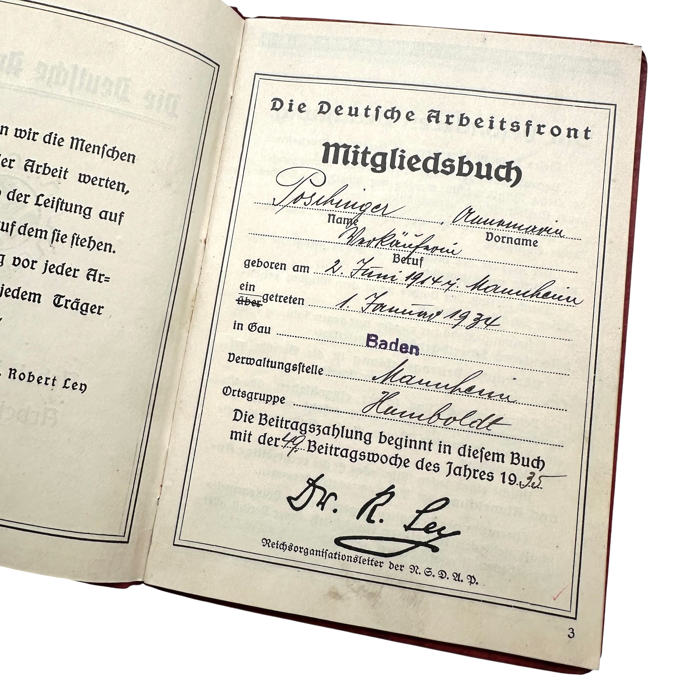 Original WWII German Reichspost Postsparbuch & Deutsche Arbeitsfront DAF Document Set - Afbeelding 10