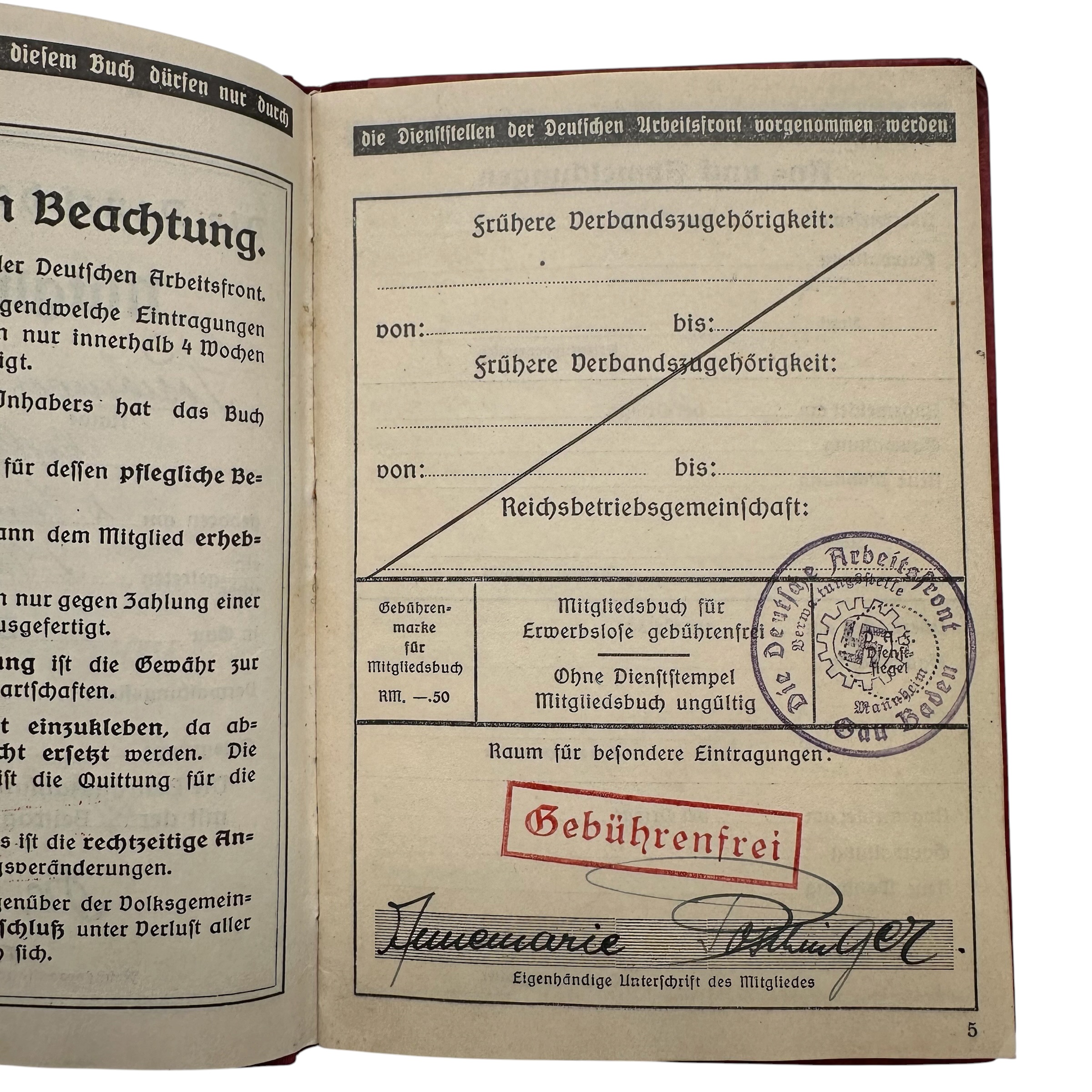 Original WWII German Reichspost Postsparbuch & Deutsche Arbeitsfront DAF Document Set - Afbeelding 11