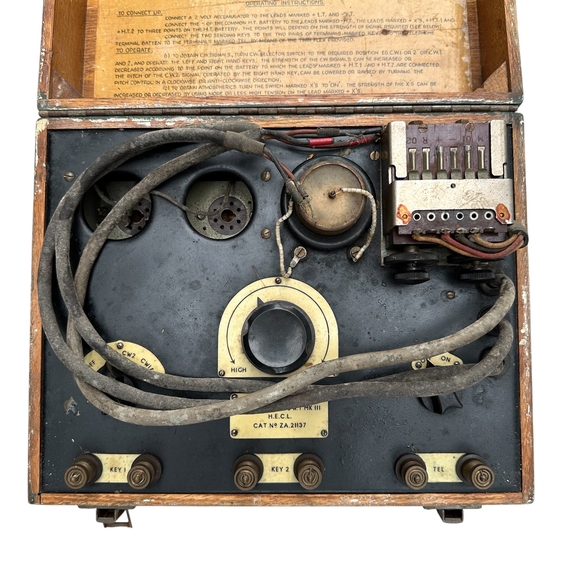 Original WWII British Army Wireless Training Set W.T. Mk III Morse Code Training Equipment with Morse Keys