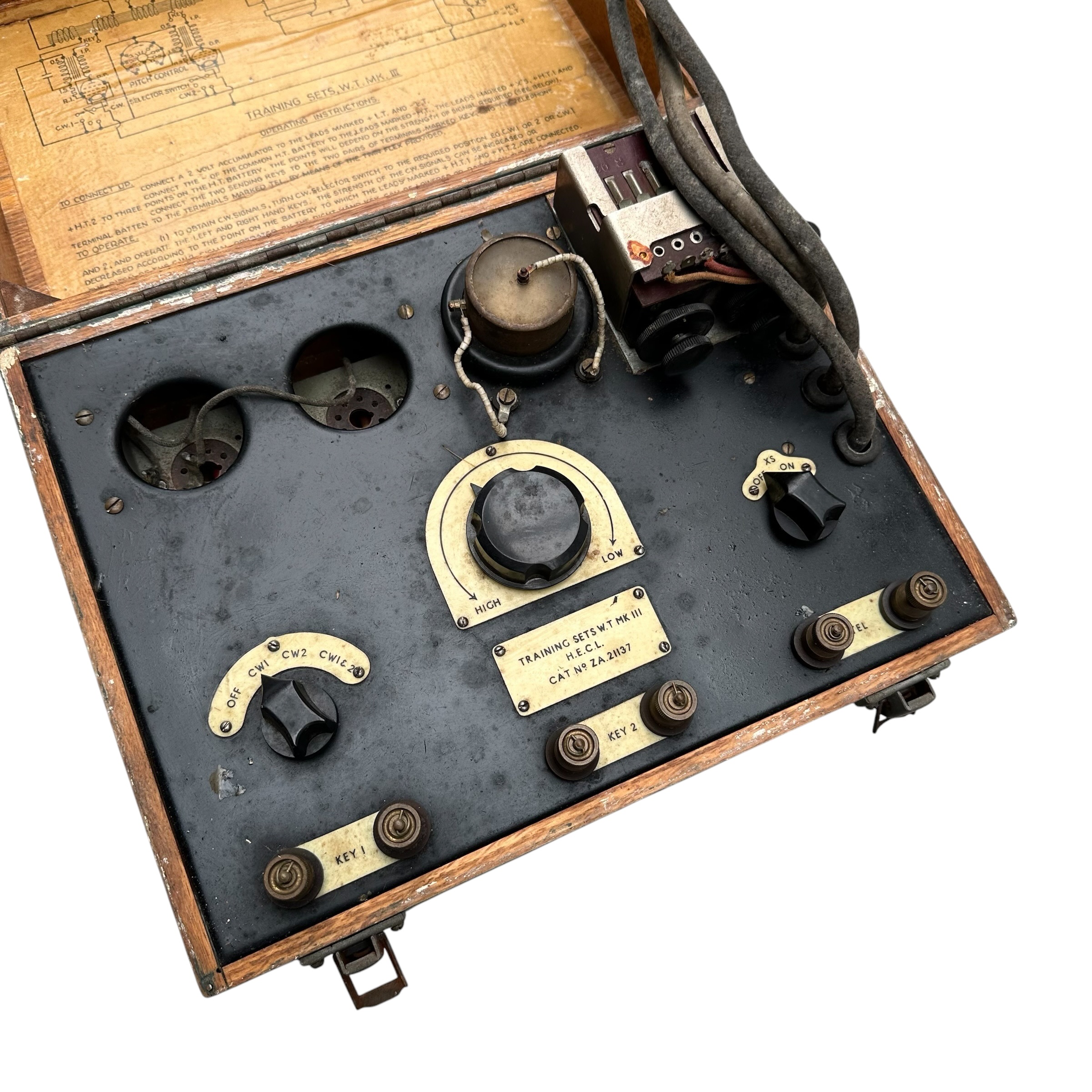 Original WWII British Army Wireless Training Set W.T. Mk III Morse Code Training Equipment with Morse Keys