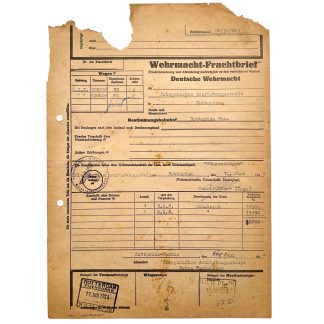 Origineel WWII Wehrmacht-Frachtbrief voor Kriegsmarine Ausrüstungsstelle Rotterdam, 1944