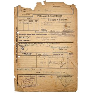 Origineel WWII Duitse Wehrmacht-Frachtbrief, Kriegsmarine Rotterdam, 1944