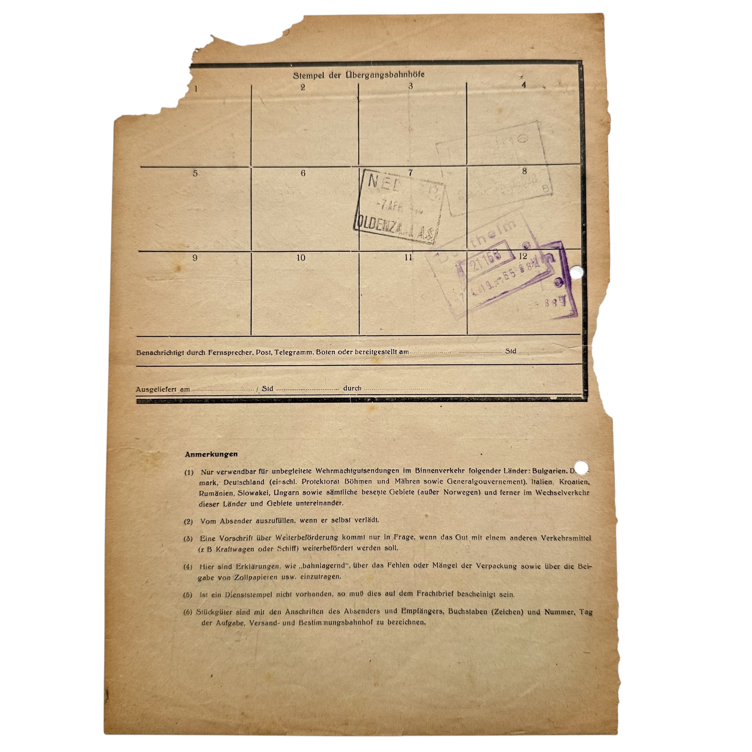 Original WWII German Wehrmacht Frachtbrief Kriegsmarine Rotterdam Waalhaven - Afbeelding 4