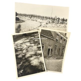 Originele WWII foto van grafkruisen op het kerkhof van Kapelle, Zeeland, meidagen 1940