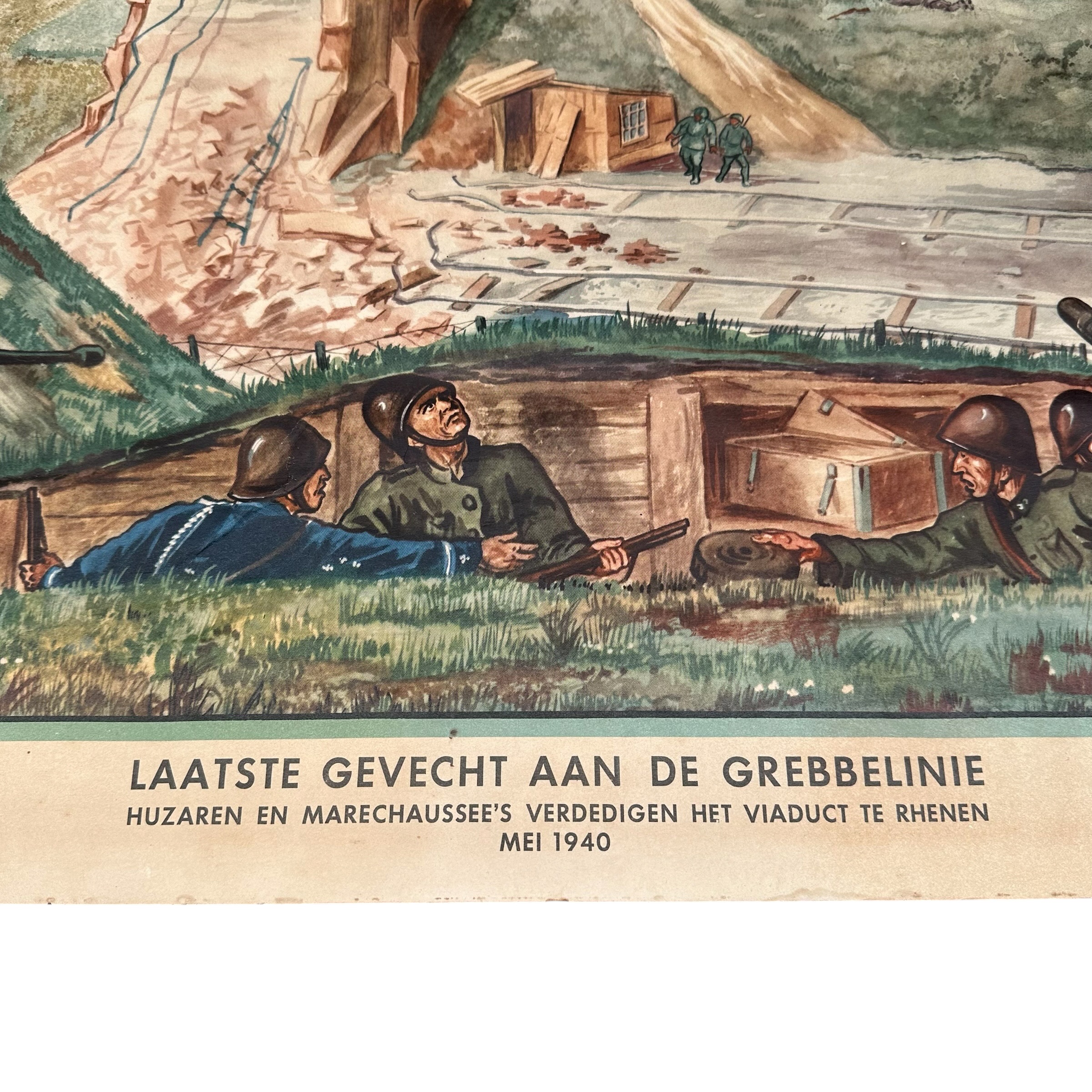 Original 1950 Dutch Poster Grebbelinie Battle Rhenen - Afbeelding 2