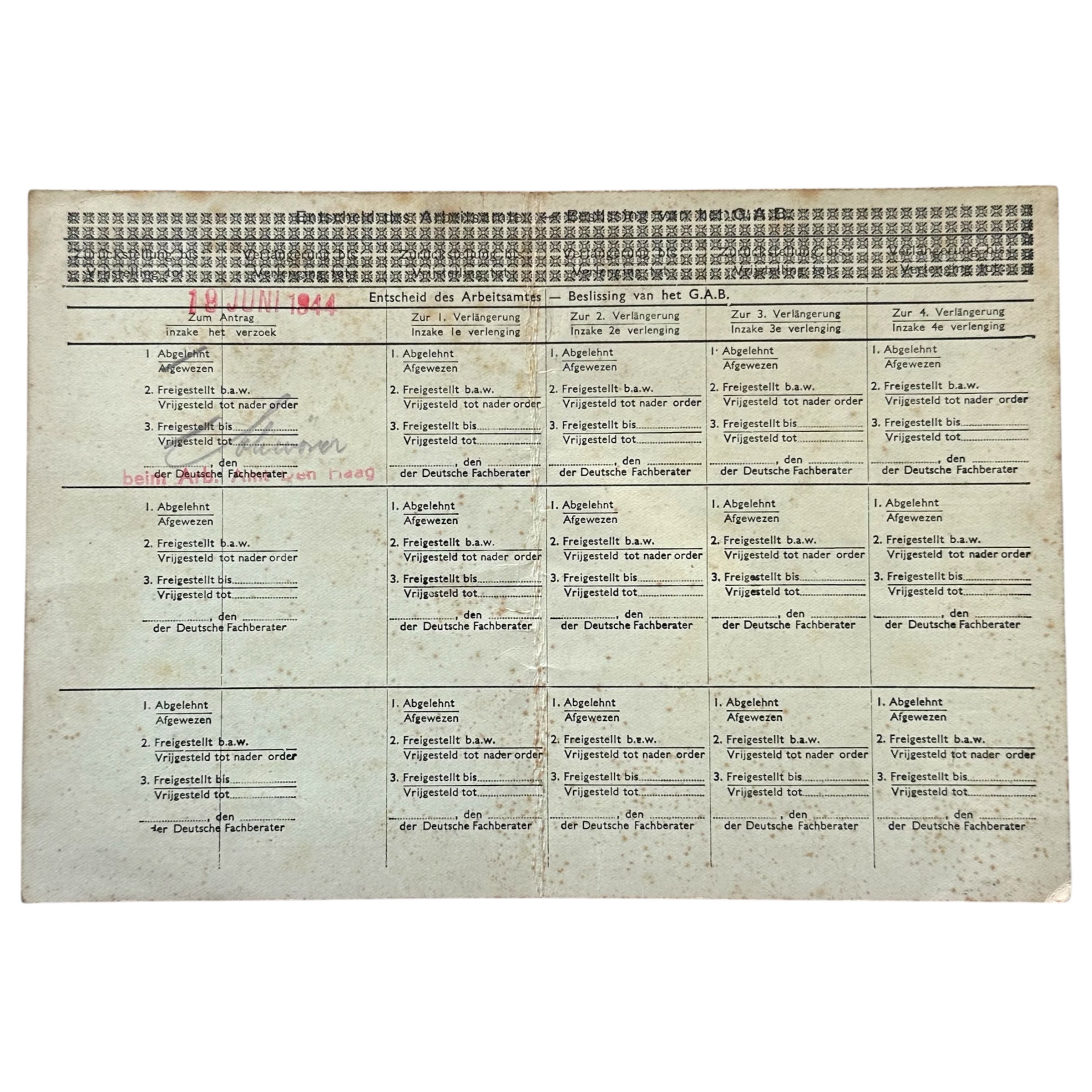 Original WWII Dutch-German Hauptabteilung Wirtschaft Amersfoort card - Den Haag - Loosduinen - Afbeelding 5