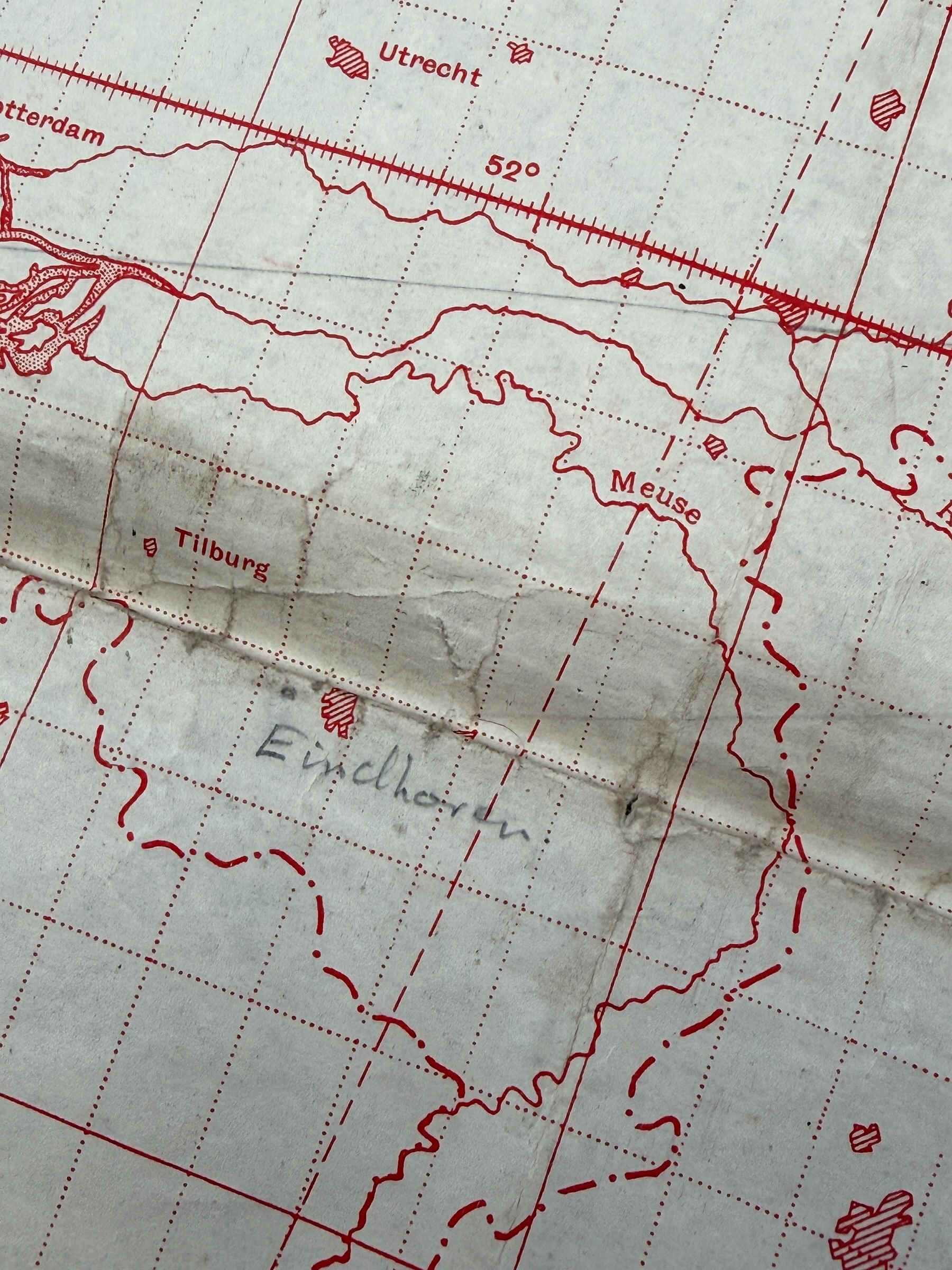 Original WWII British RAF Bombing & Flight Navigation Map Berlin Hannover Eindhoven Twente Germany – GSGS 4080 June 1944
