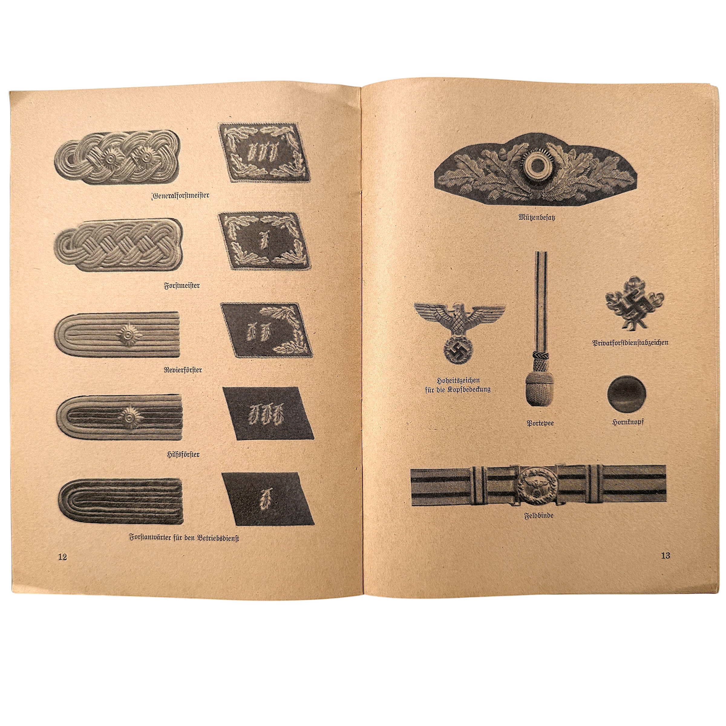 Original 1938 German Third Reich State Municipal & Private Forestry Service Uniform Regulations Illustrated Booklet