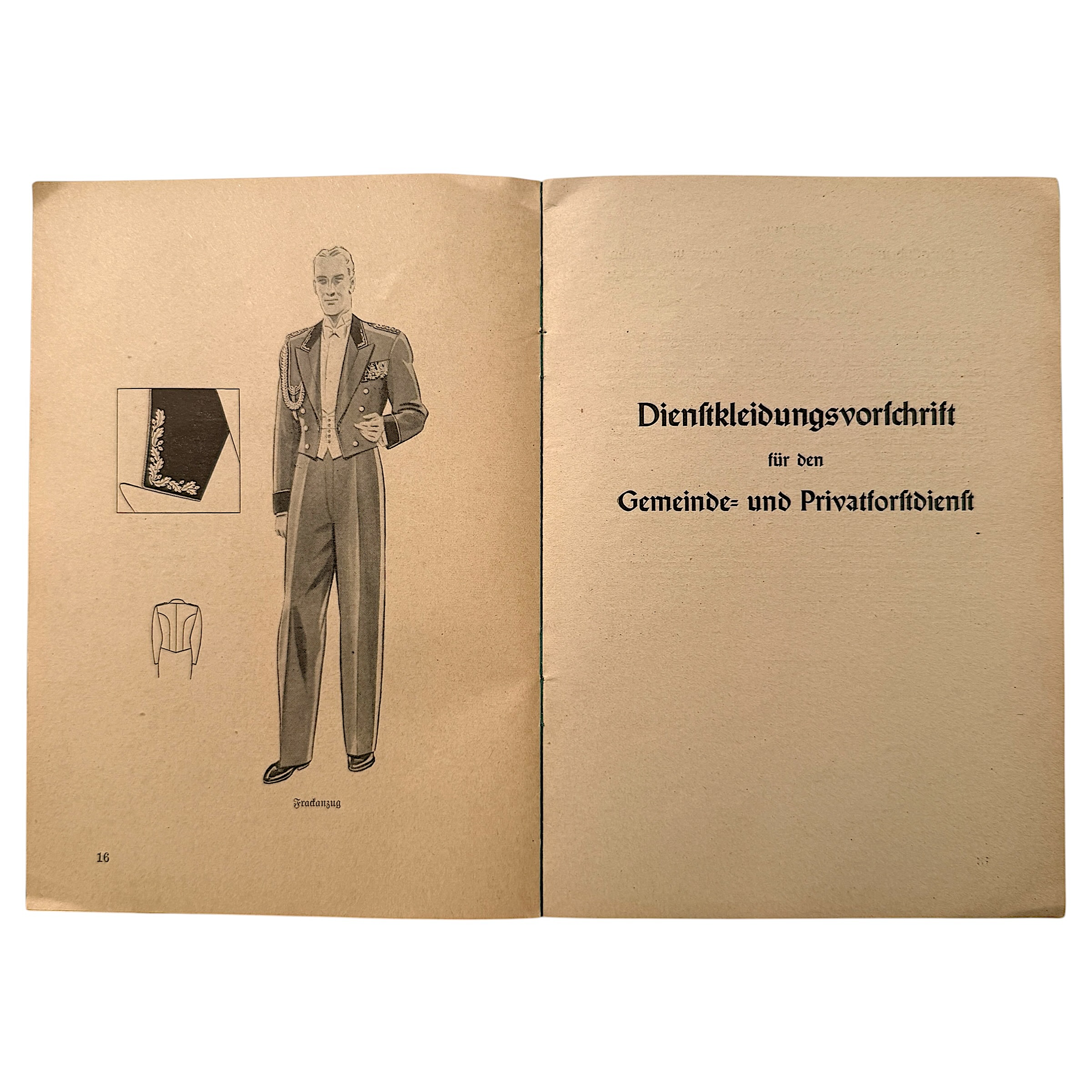 Original 1938 German Third Reich State Municipal & Private Forestry Service Uniform Regulations Illustrated Booklet