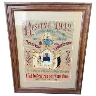 Origineel Duits Reservistenbild voor een Landwehrman uit 1912, ingelijst met portretten